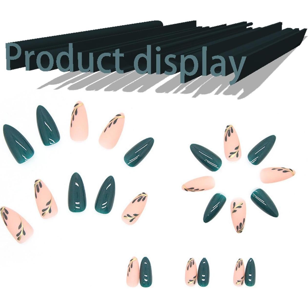 Uñas Postizas Almendra AROVFAM Verdes Brillantes 24 Piezas