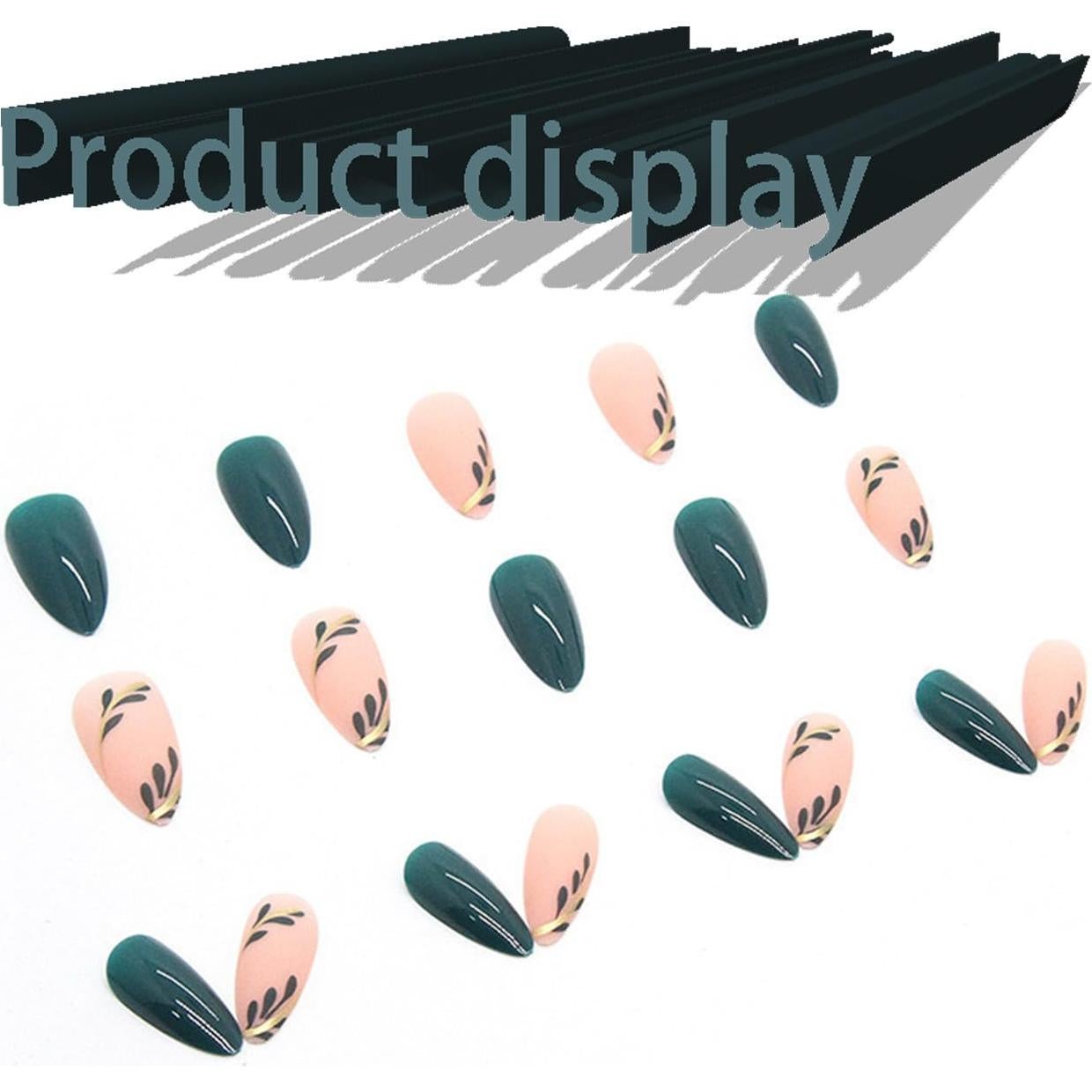 Uñas Postizas Almendra AROVFAM Verdes Brillantes 24 Piezas