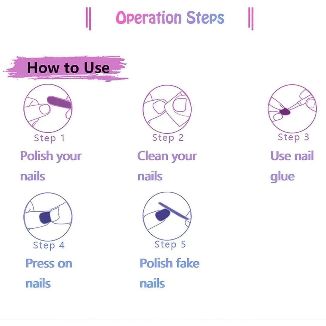 Uñas Postizas Cortas ANDGING Ojo de Gato Rosa 24 Pcs