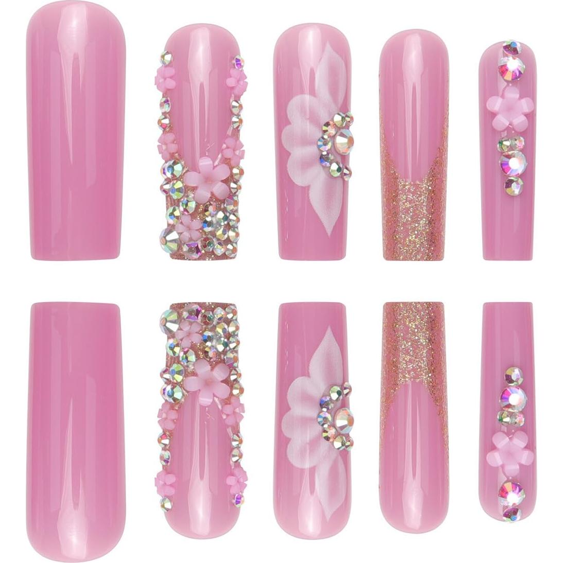 Uñas Postizas Cuadradas Rosadas CTTHNBD 24 Piezas