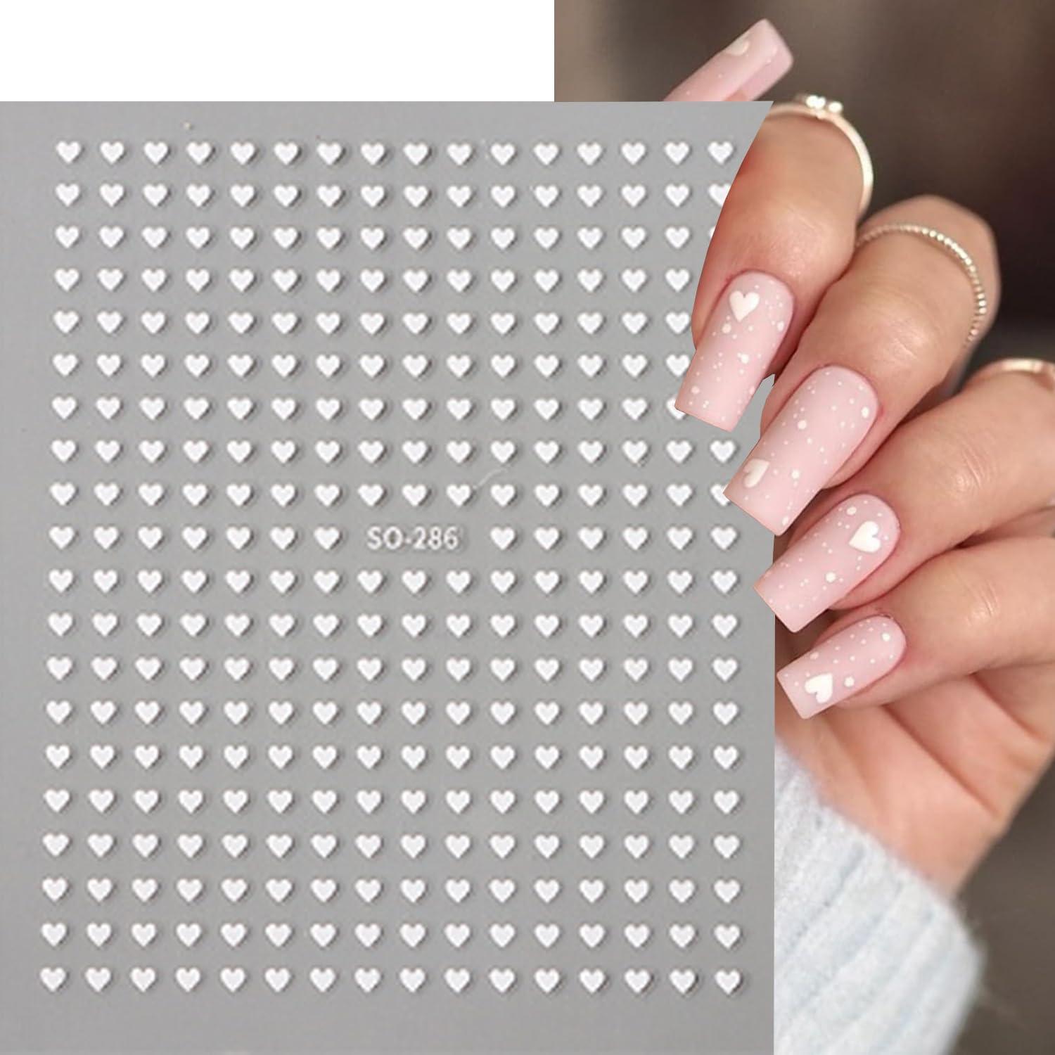 6 Hojas Calcomanías de Uñas Corazón Brillantes BSBTBZ