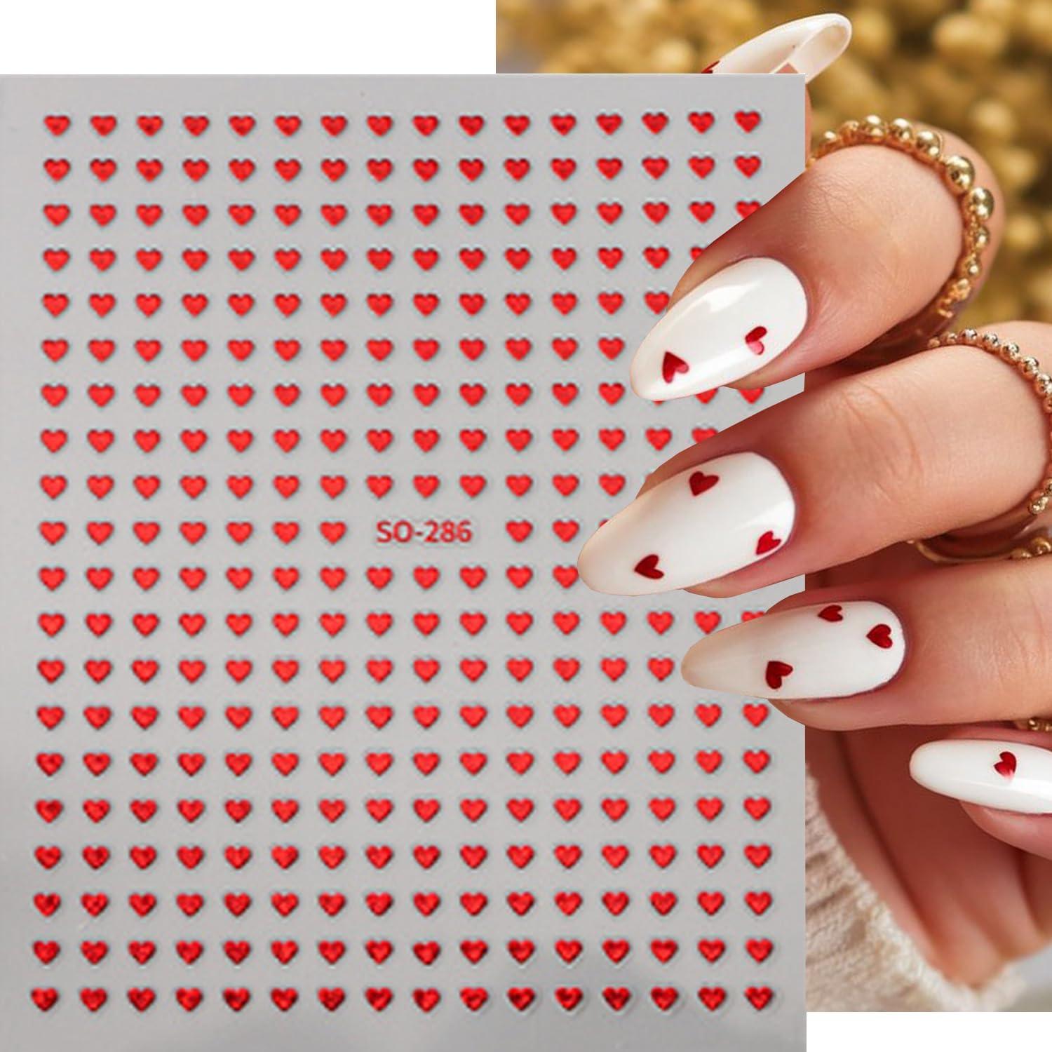 6 Hojas Calcomanías de Uñas Corazón Brillantes BSBTBZ