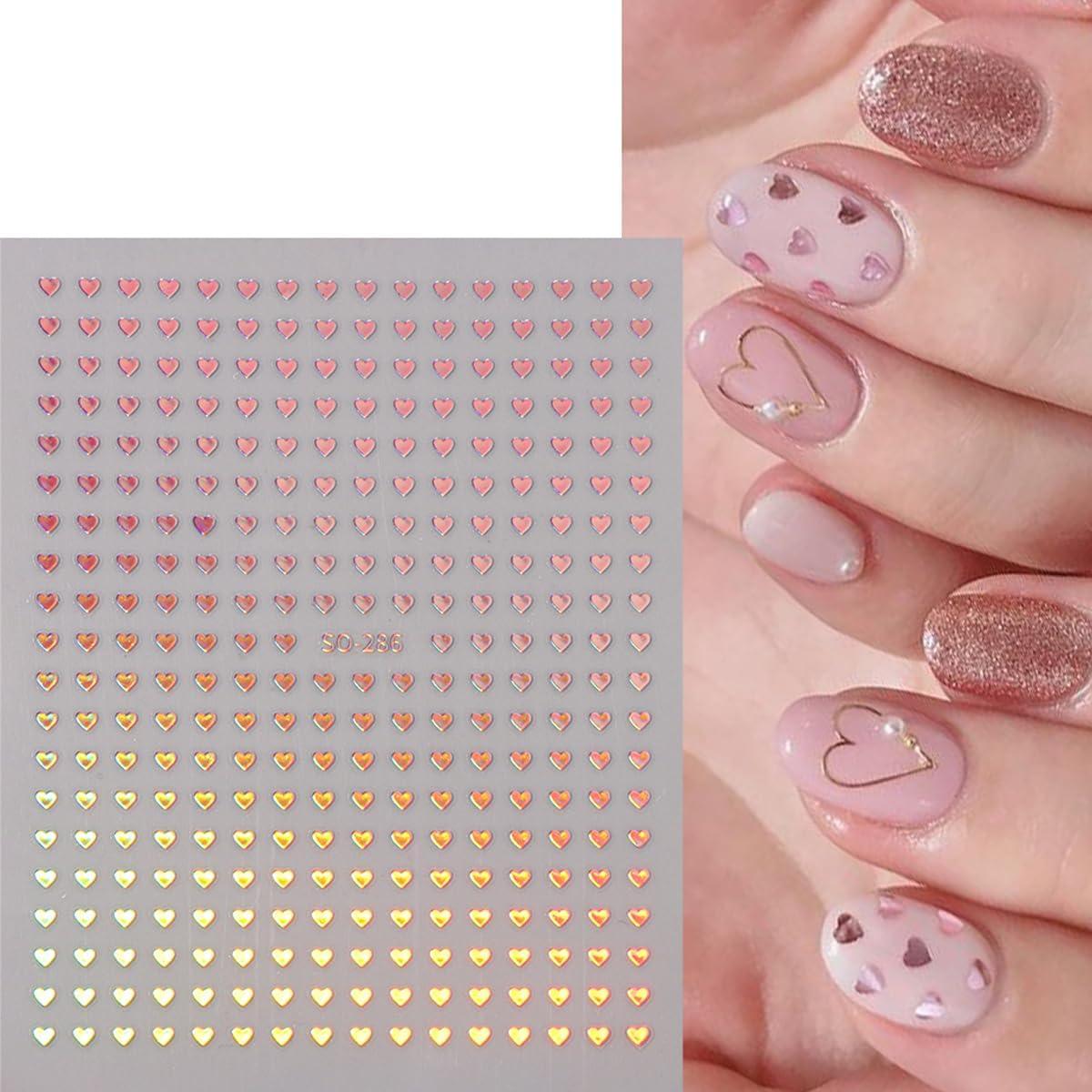 6 Hojas Calcomanías de Uñas Corazón Brillantes BSBTBZ