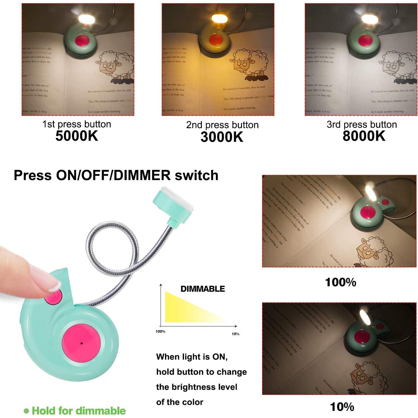 Luz de Libro Recargable HONGUT Azul con 3 Modos de Brillo