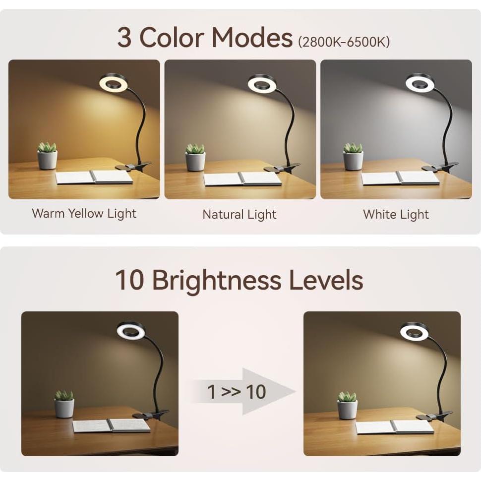 Lámpara de Escritorio LED Clip Shenzhen LAM30B 3 Modos 10 Niveles