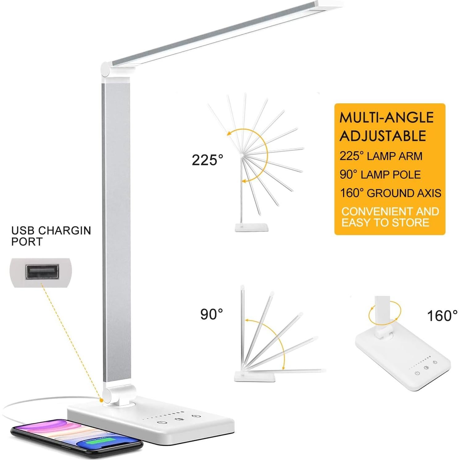 Lámpara de Escritorio LED HMFUNTM con Carga USB y 50 Modos