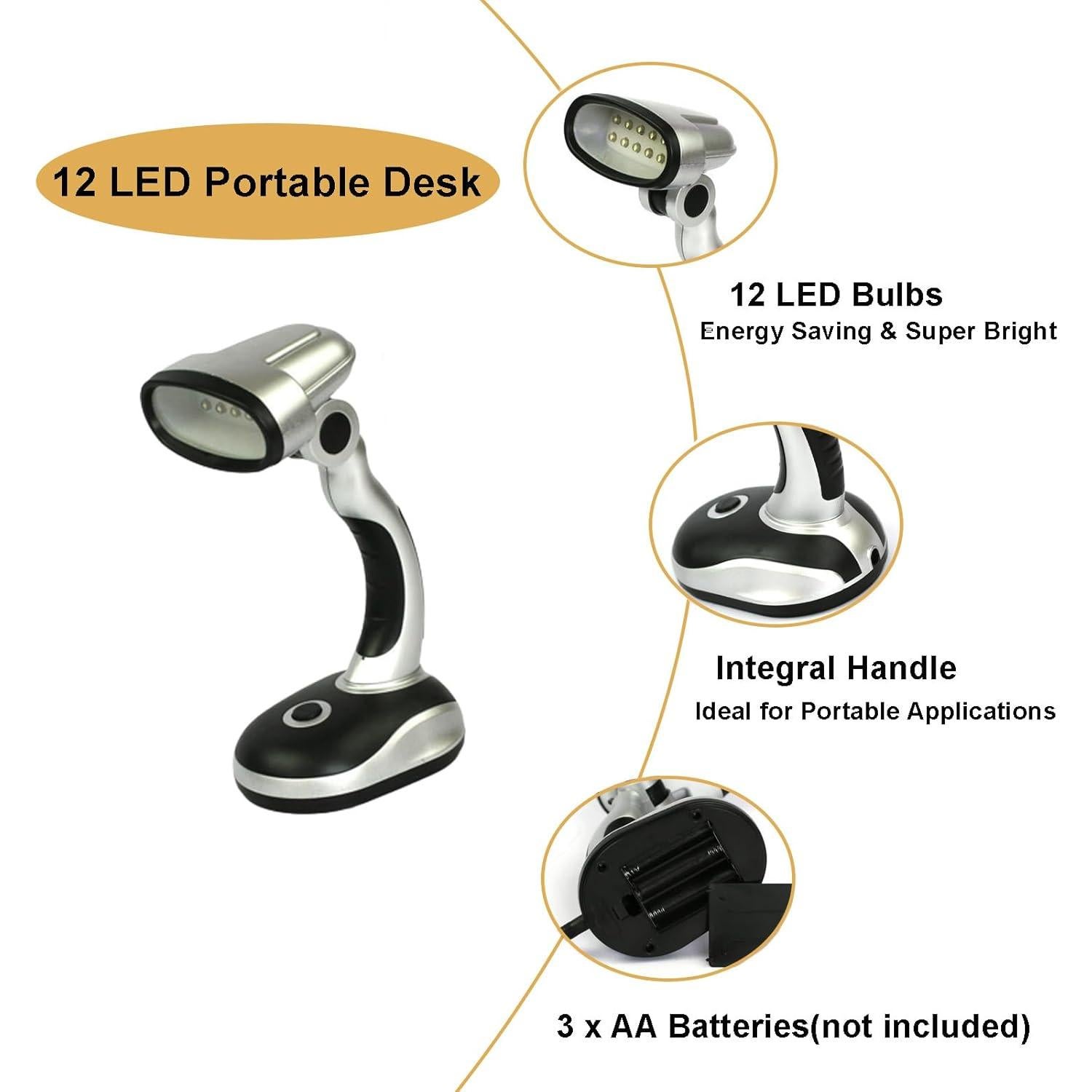 Lámpara de Escritorio LED Ragyzity 12 LEDs Portátil 2PCS