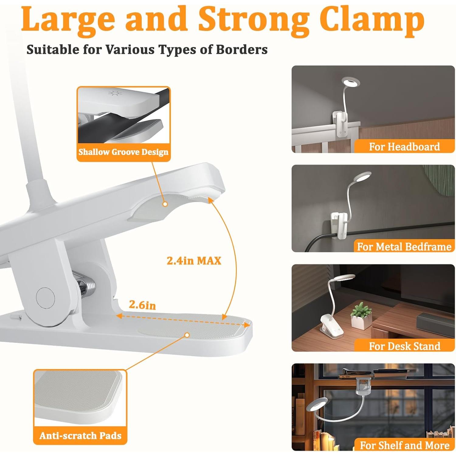 Luz de lectura LED recargable XCYLL con clip y 5 modos