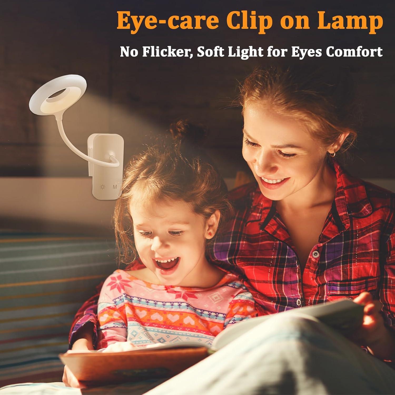 Luz de lectura LED recargable XCYLL con clip y 5 modos