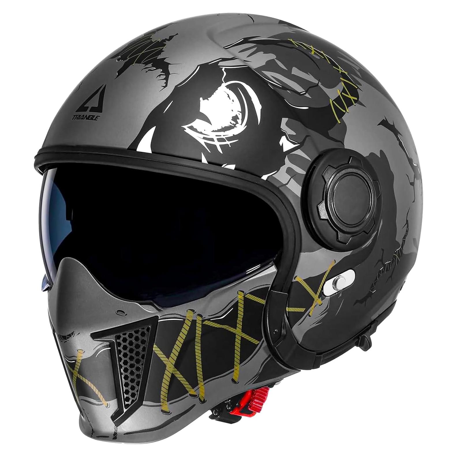 Casco de Moto TRIANGLE OP12A Doble Visor Verde Fluorescente