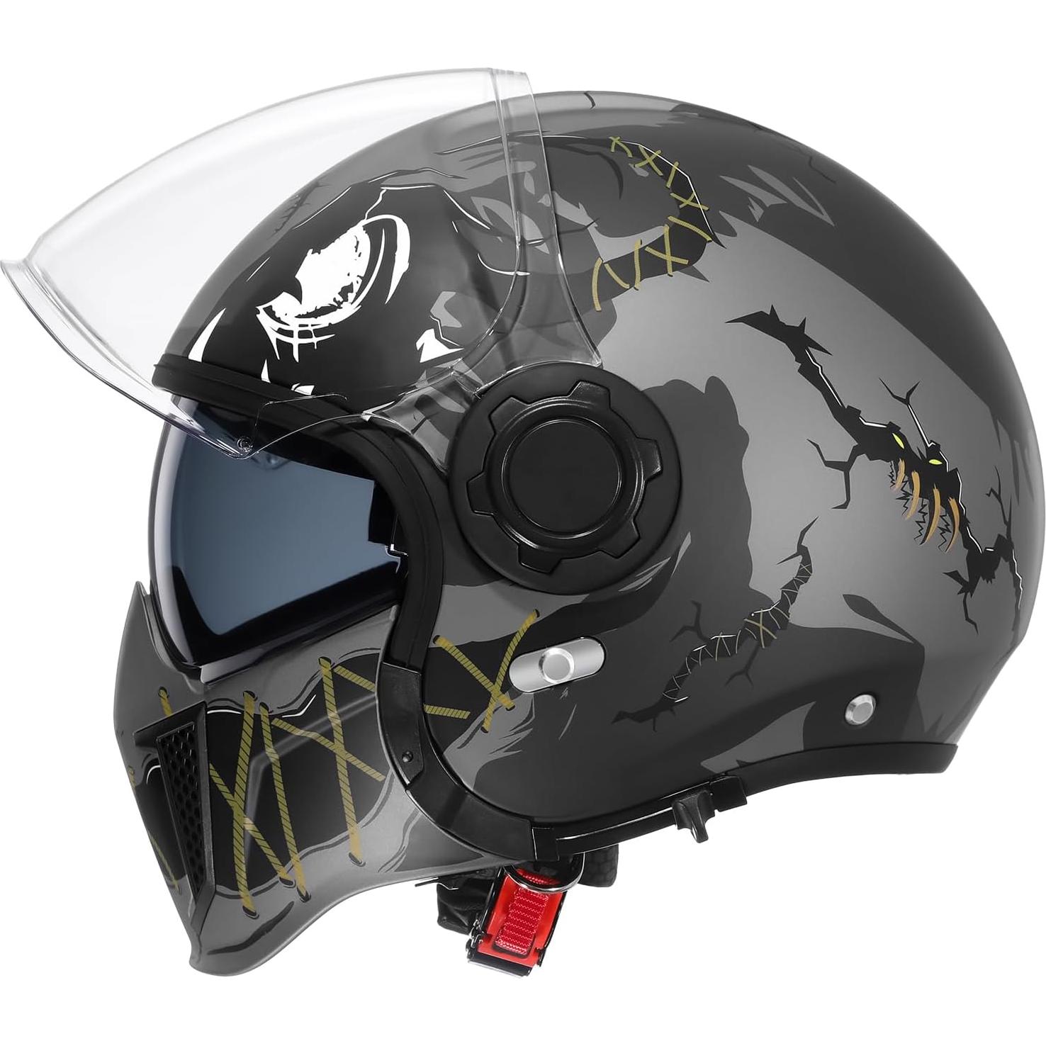 Casco de Moto TRIANGLE OP12A Doble Visor Verde Fluorescente