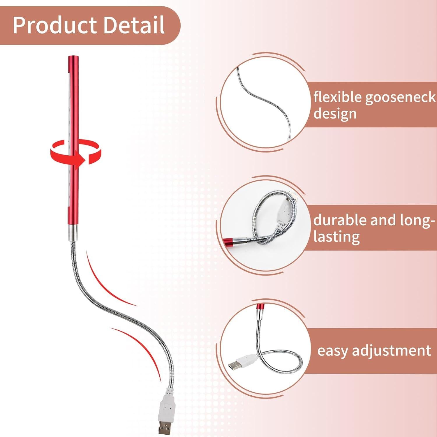 Luz de Teclado USB LED CZBRO 2 Pcs Flexible para Portátil