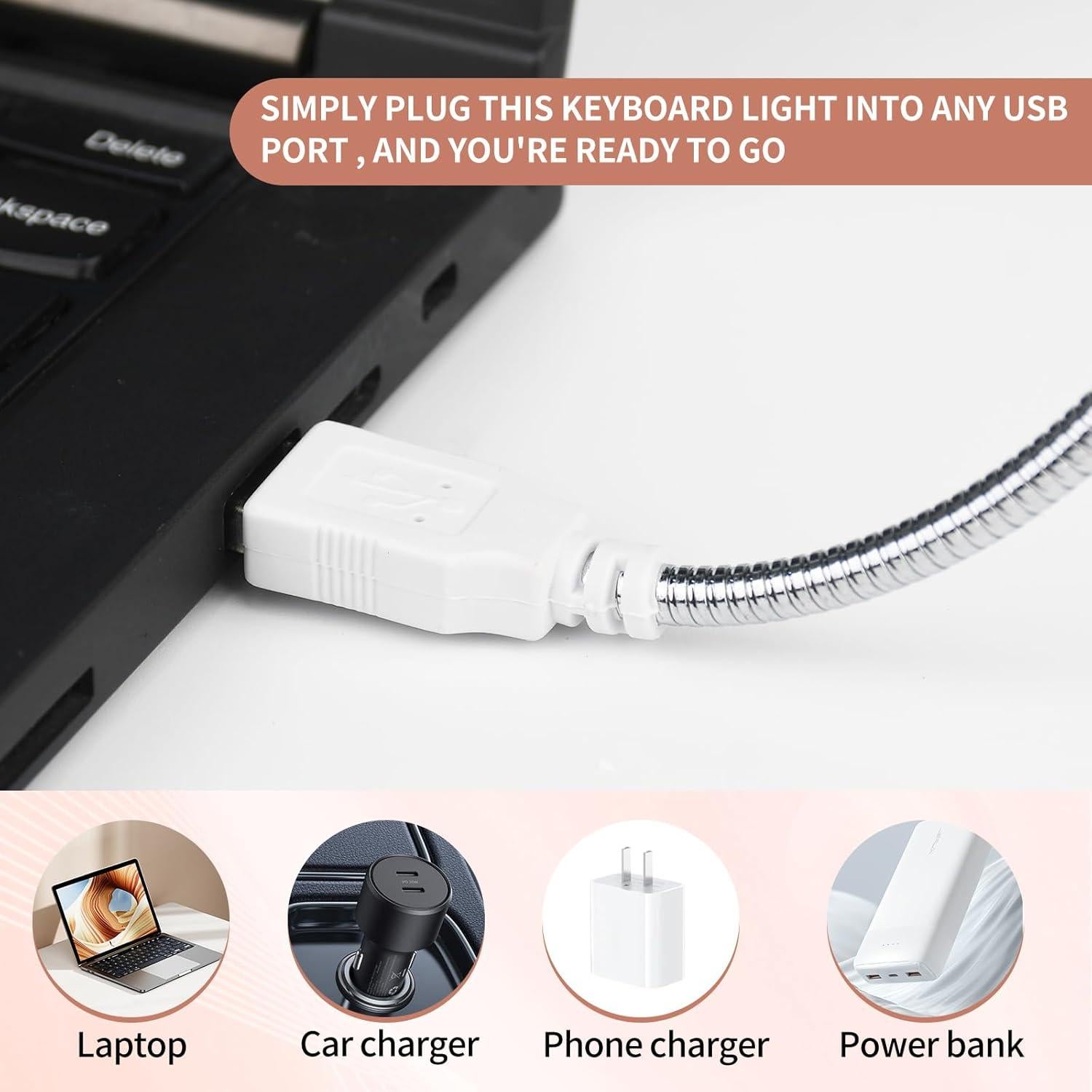 Luz de Teclado USB LED CZBRO 2 Pcs Flexible para Portátil