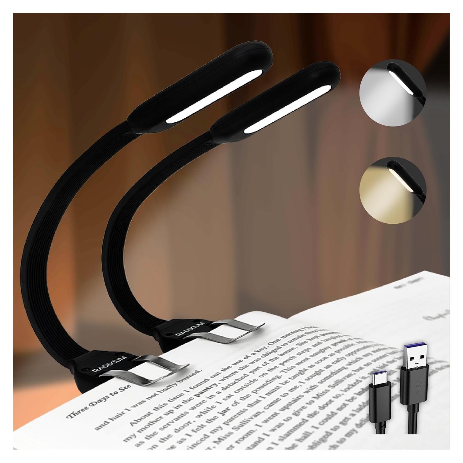 Luz de Lectura Recargable LED Radixium, 4 Temperaturas, 2 Piezas