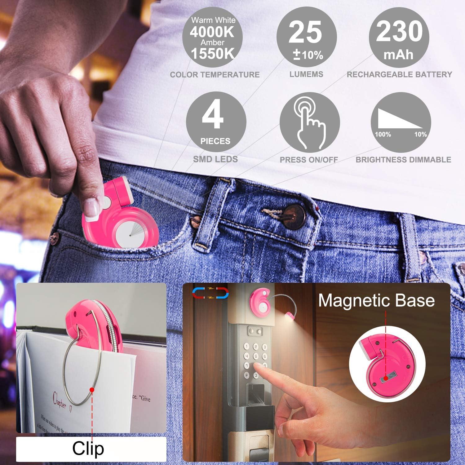 Luz de Lectura LED Recargable LUXSWAY Magenta con Clip