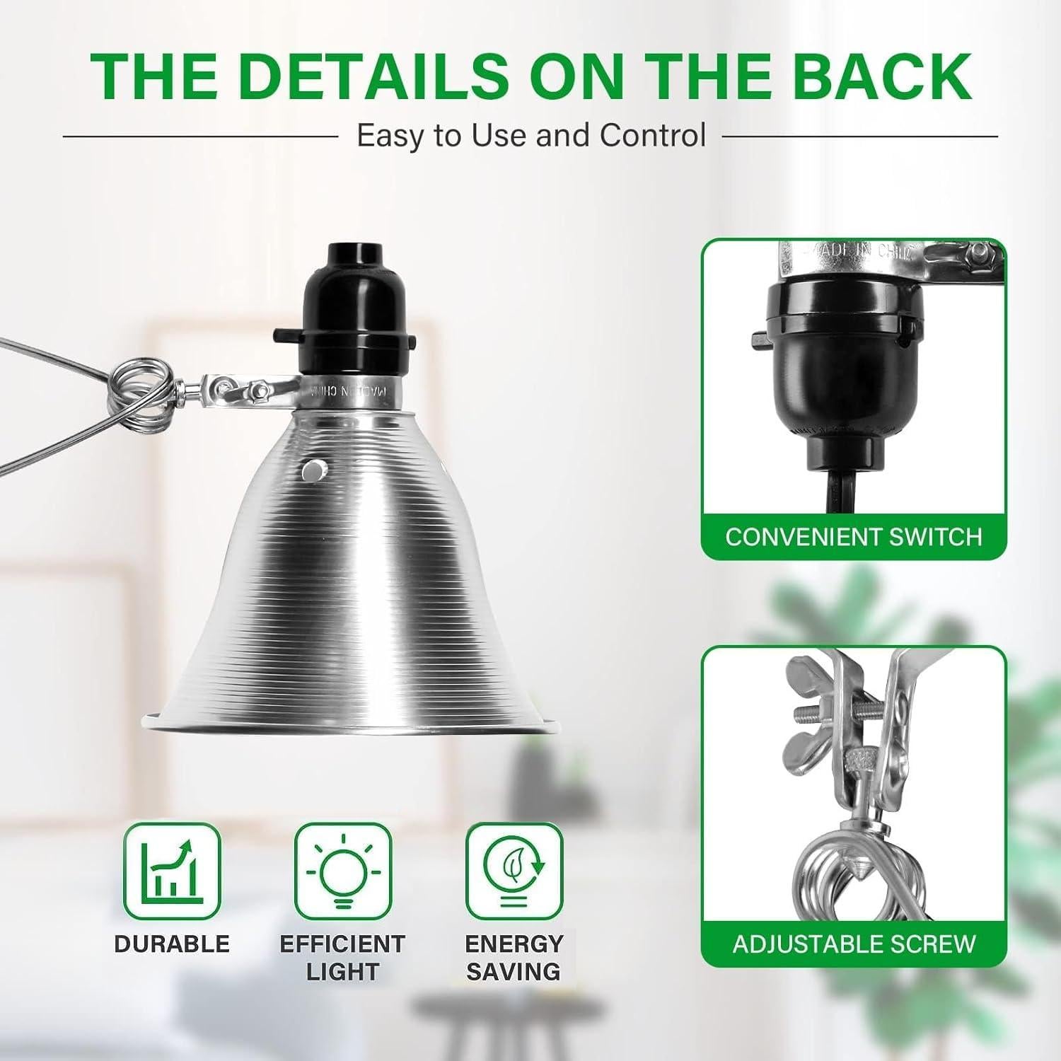 Lámpara de Abrazadera Simple Deluxe 60W con Reflector 14cm