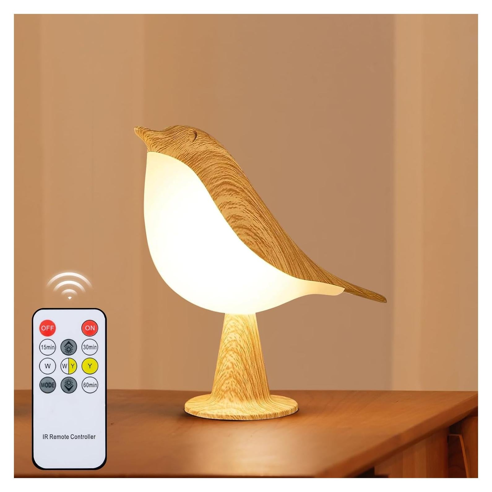 Lámpara de Escritorio HOGXUAE Pájaro LED Recargable 3 Colores