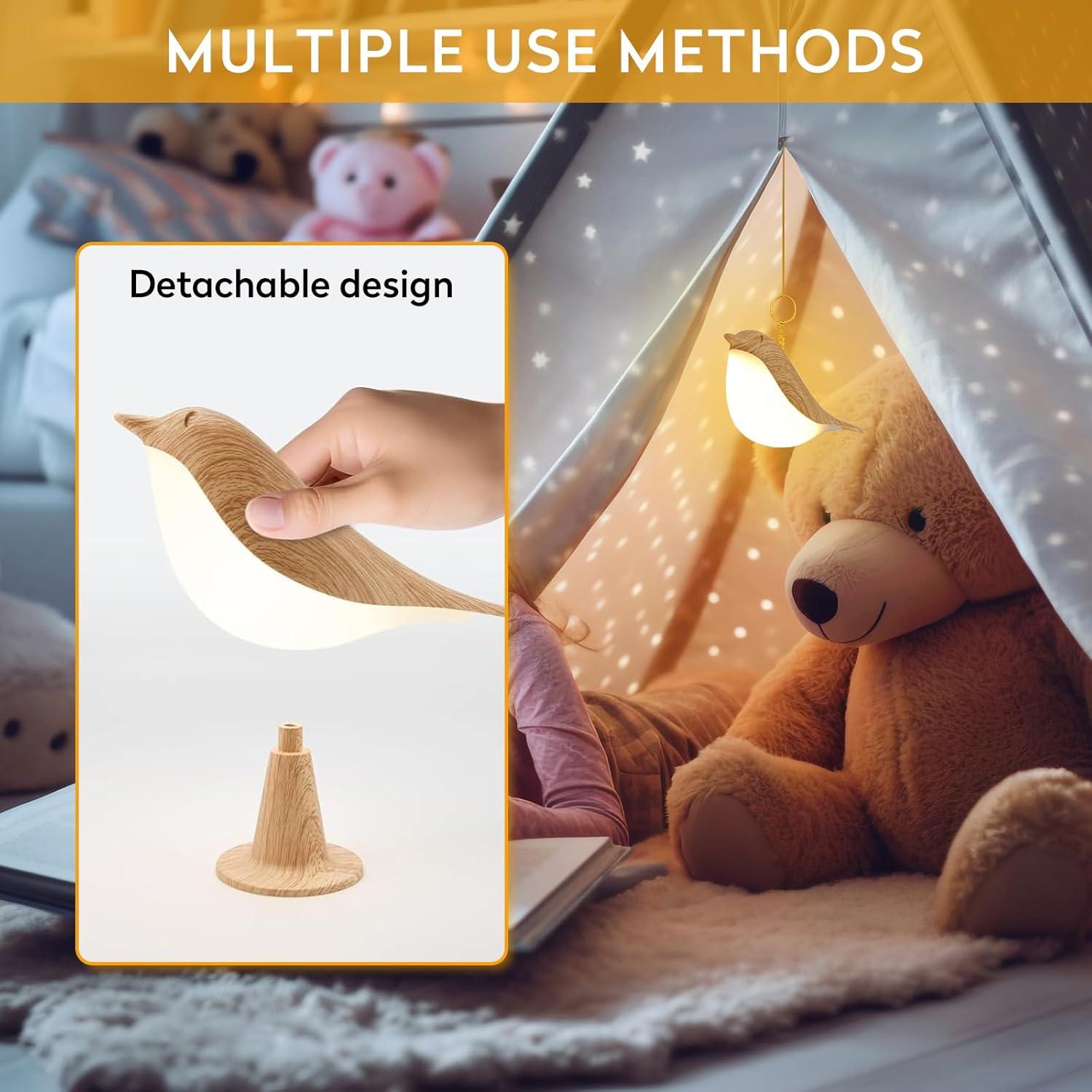 Lámpara de Escritorio HOGXUAE Pájaro LED Recargable 3 Colores