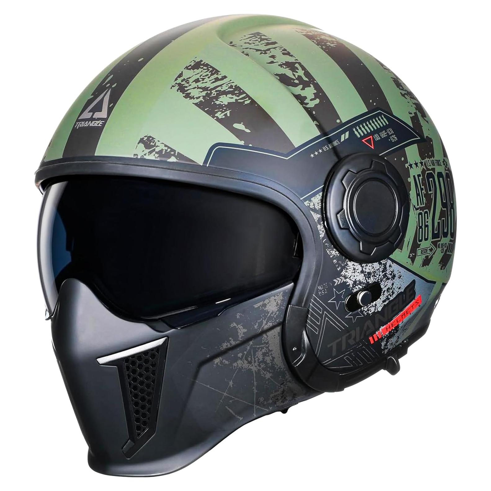Casco de Motocicleta TRIANGLE OP12A Verde Doble Visor XXL