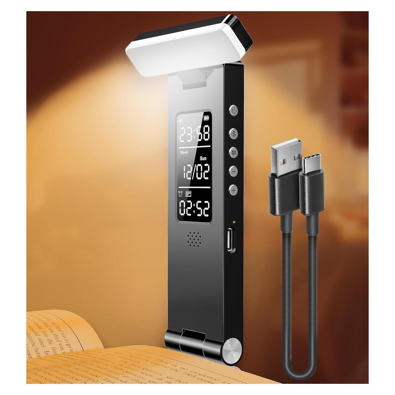 Luz de Lectura Recargable SRTCLLT con Pantalla LCD y Temporizador