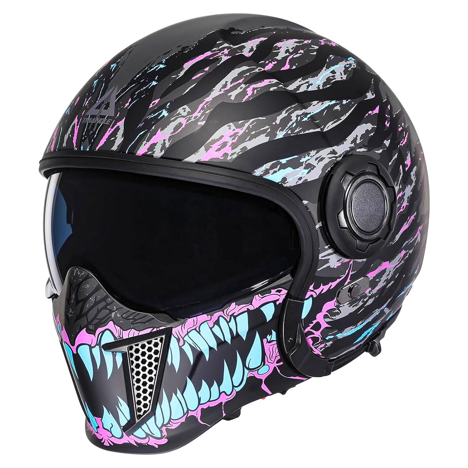 Casco de Motocicleta TRIANGLE OP12A Doble Visor Mediano Azul