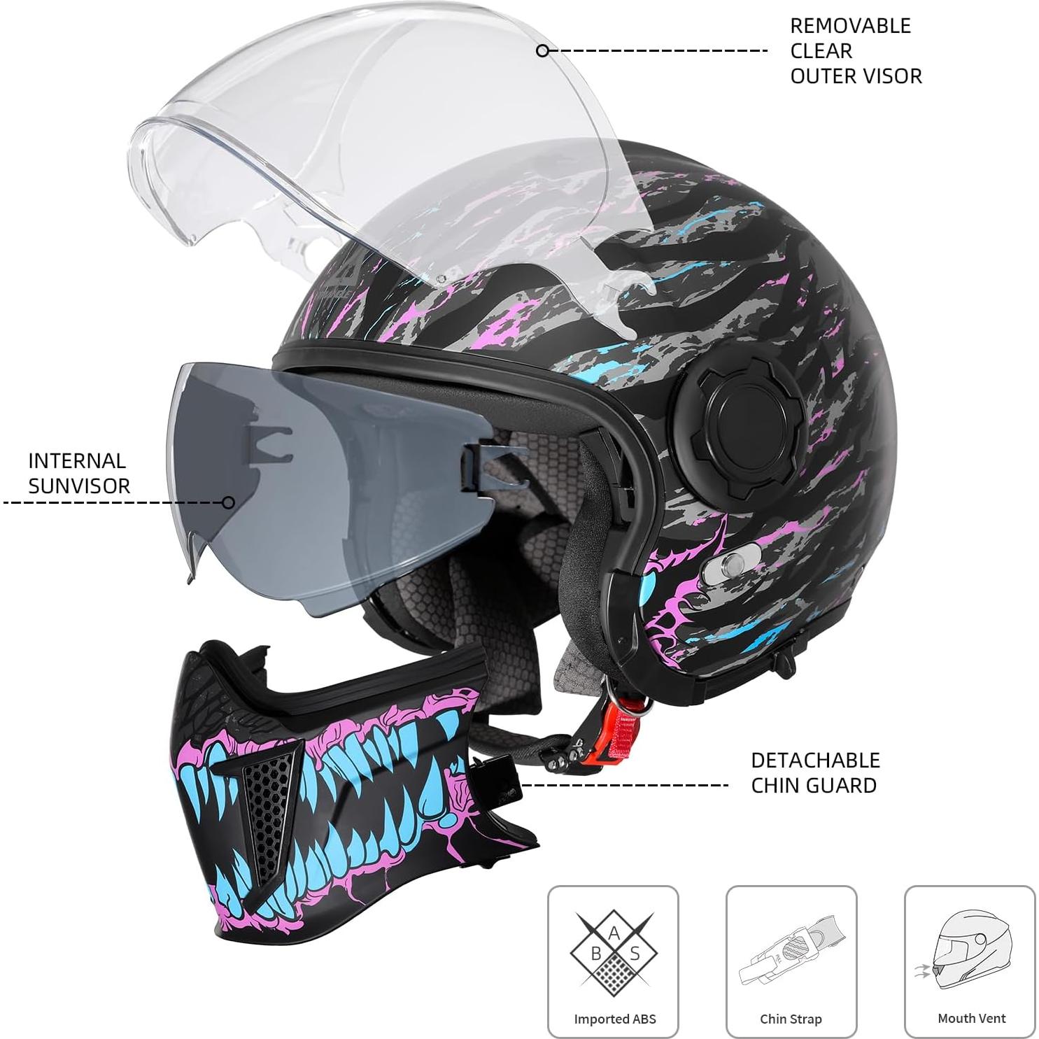 Casco de Motocicleta TRIANGLE OP12A Doble Visor Mediano Azul