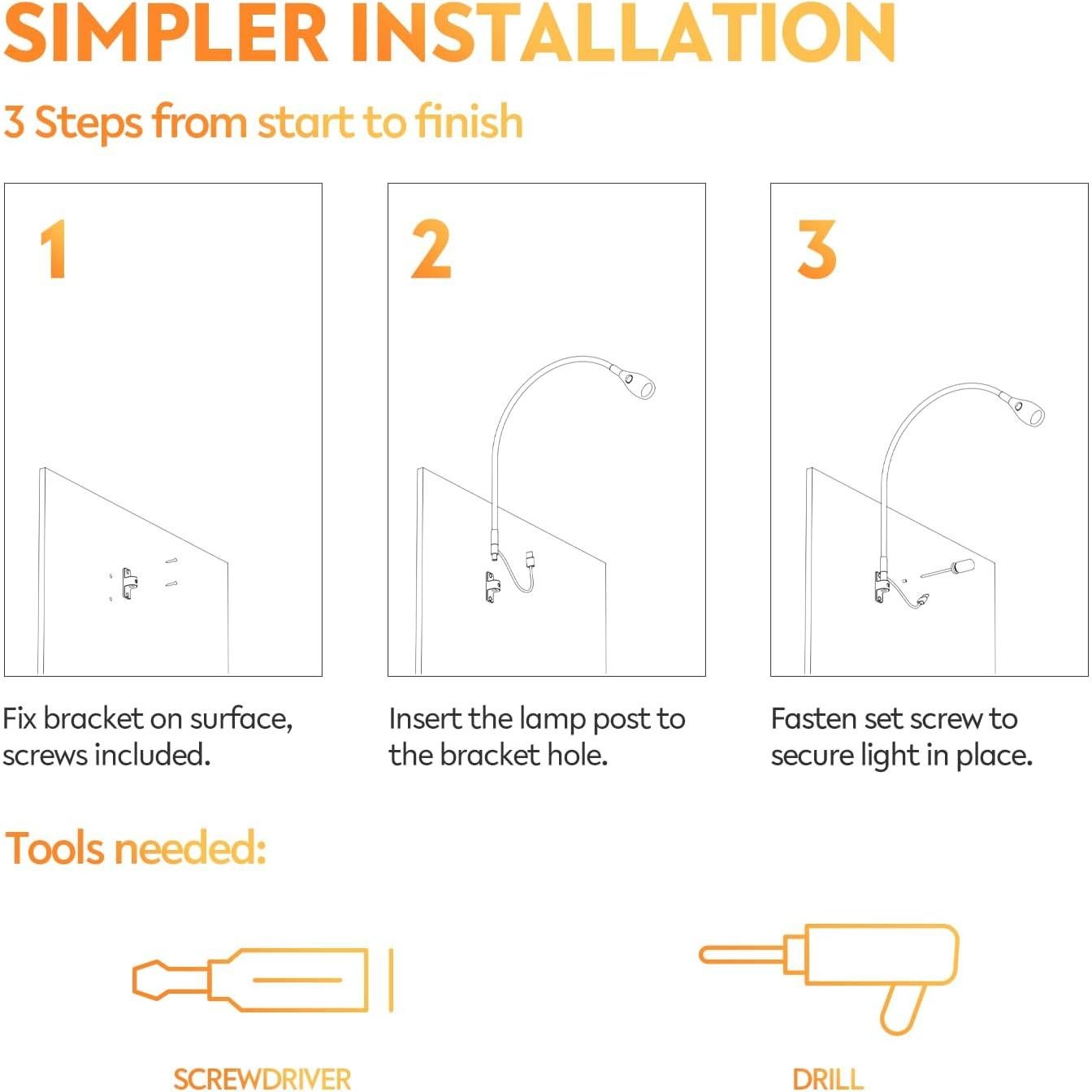 Luz de Lectura LED Acegoo Montada en Pared 4000K Flexible