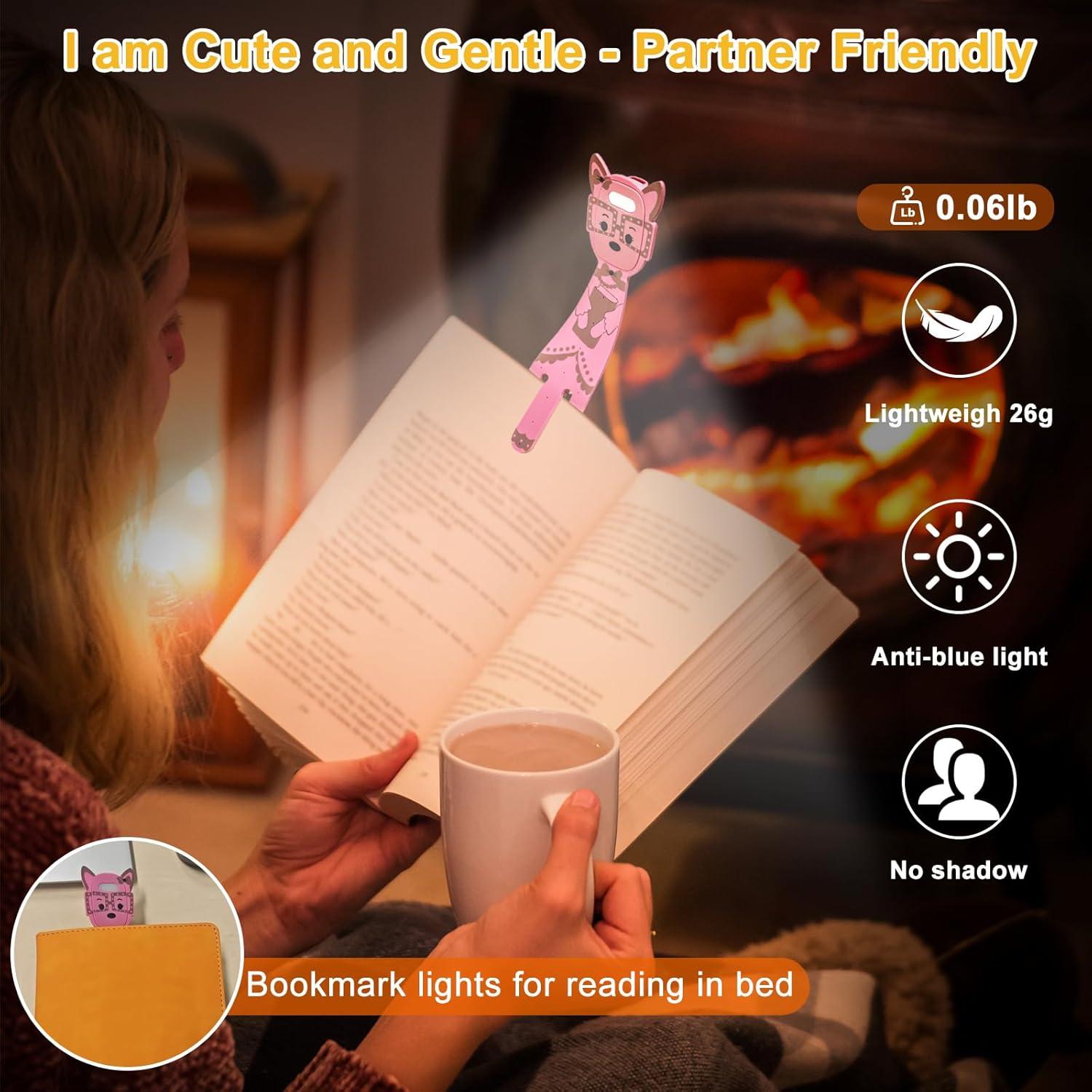 Lámpara de Lectura Recargable MILA&LOUIS Rosa con Clip USB