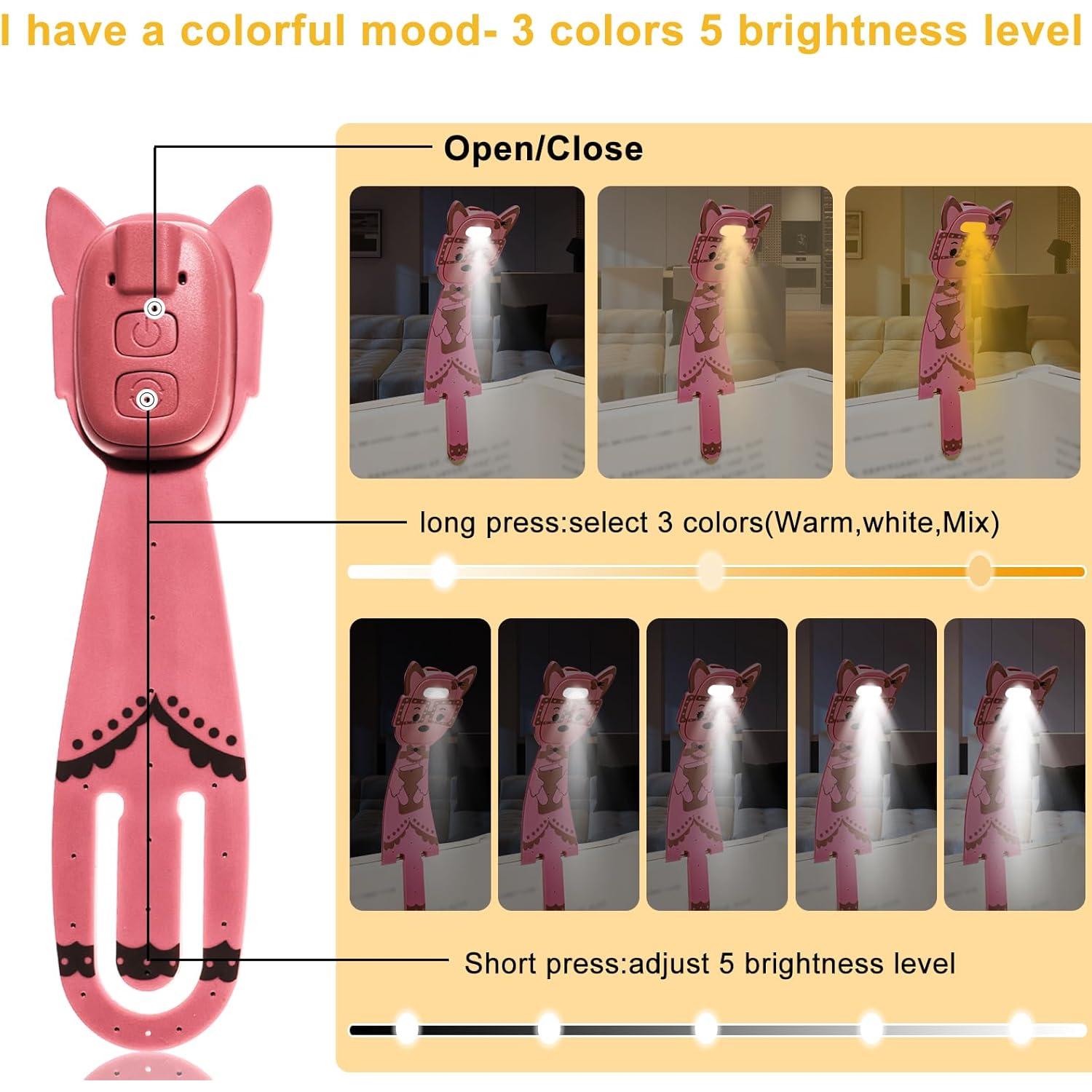 Lámpara de Lectura Recargable MILA&LOUIS Rosa con Clip USB