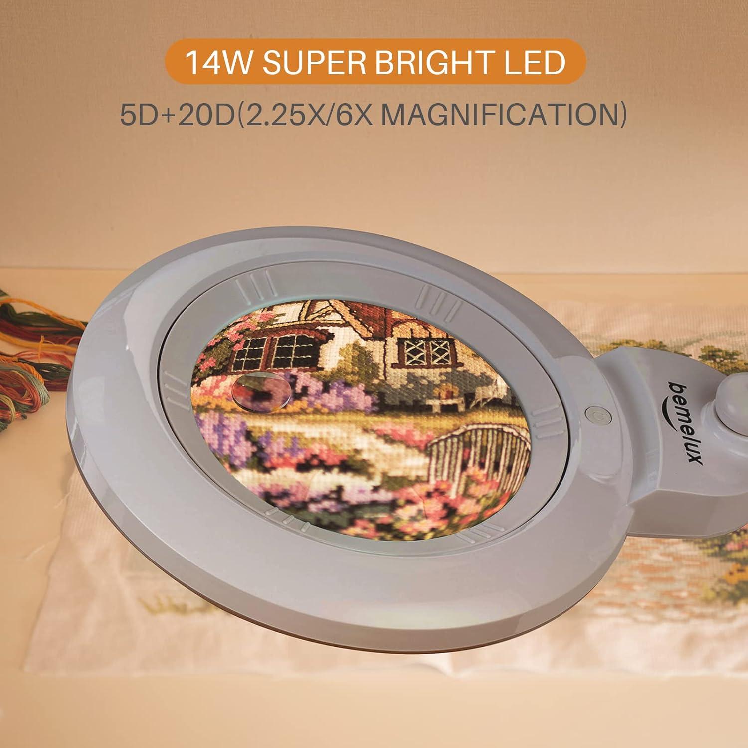 Lámpara de escritorio con lupa Bemelux 6" LED 1200 lúmenes