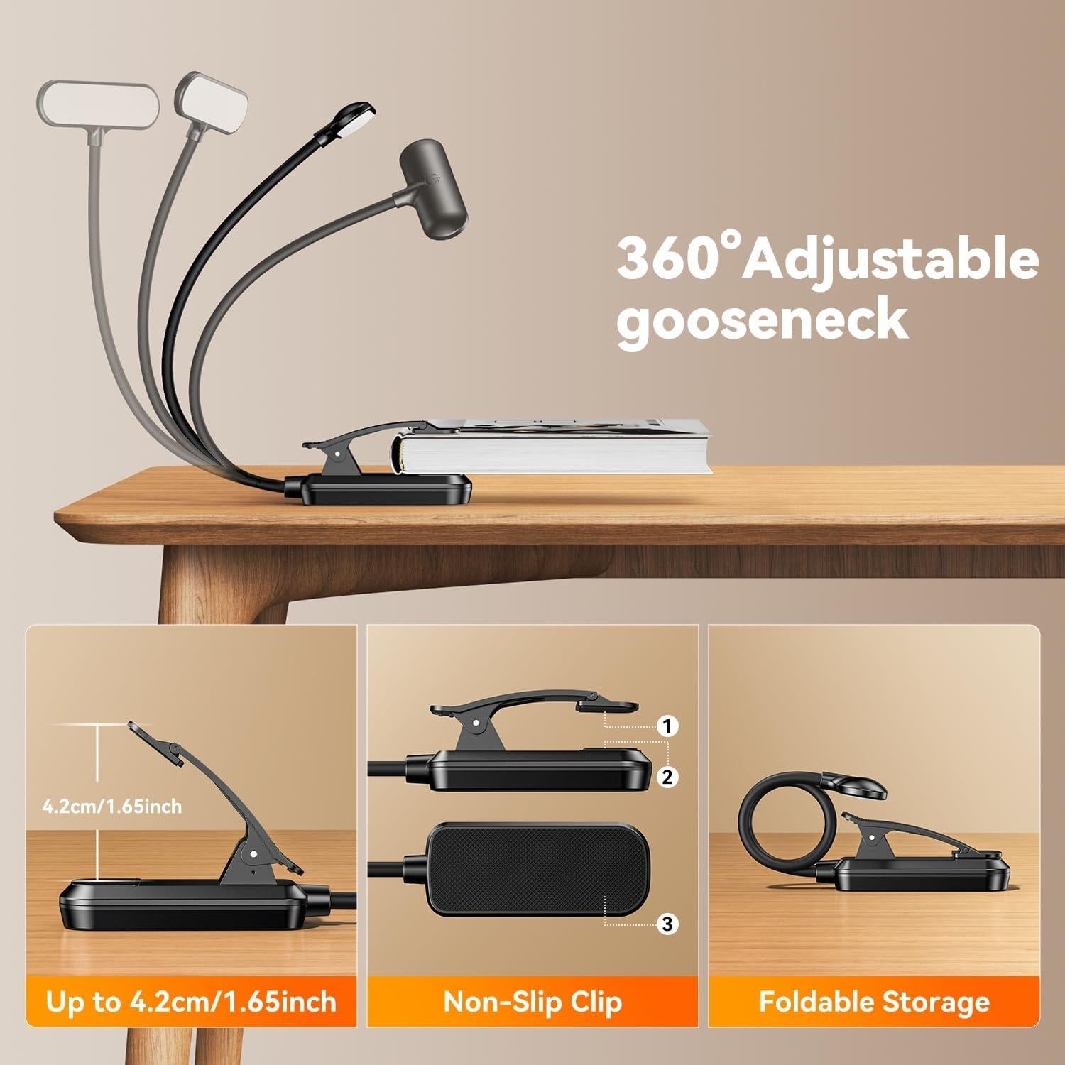 Luz de Lectura Recargable Sotipevs YD-388 Negra 20 LED 100H