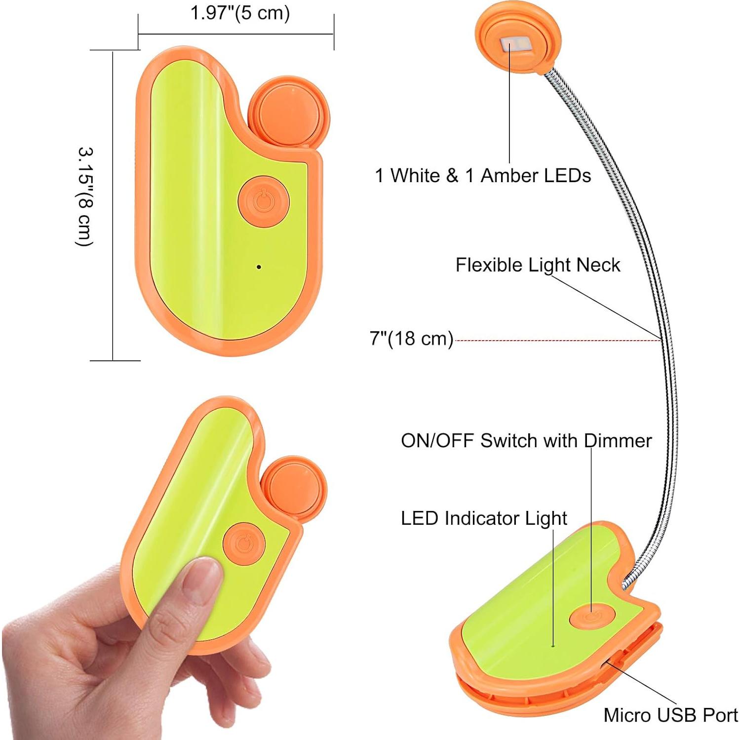 Luz de Lectura Recargable BIGMONAT LED Ámbar y Blanca