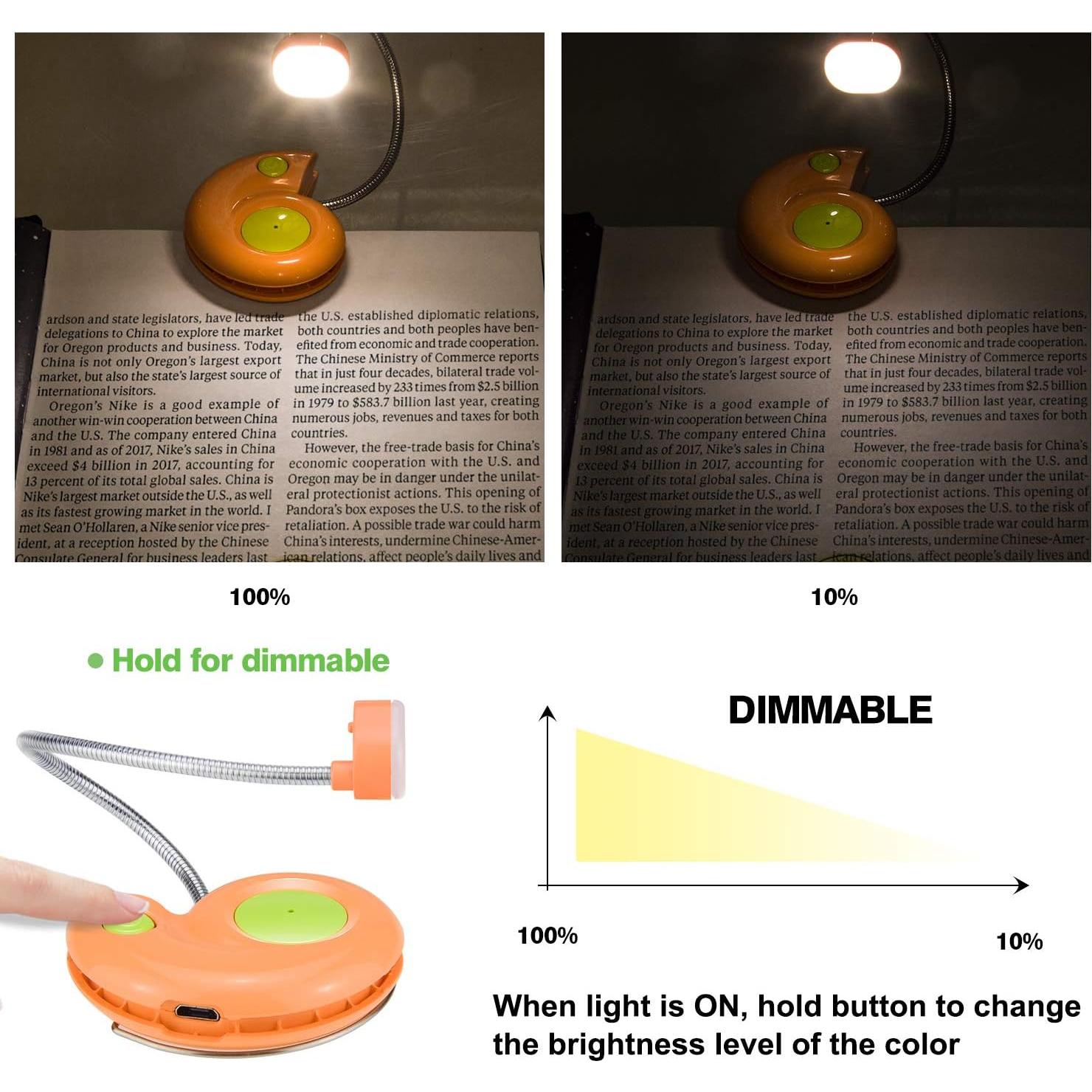 Luz de Libro Recargable LUXSWAY DY882 Naranja con Regulador
