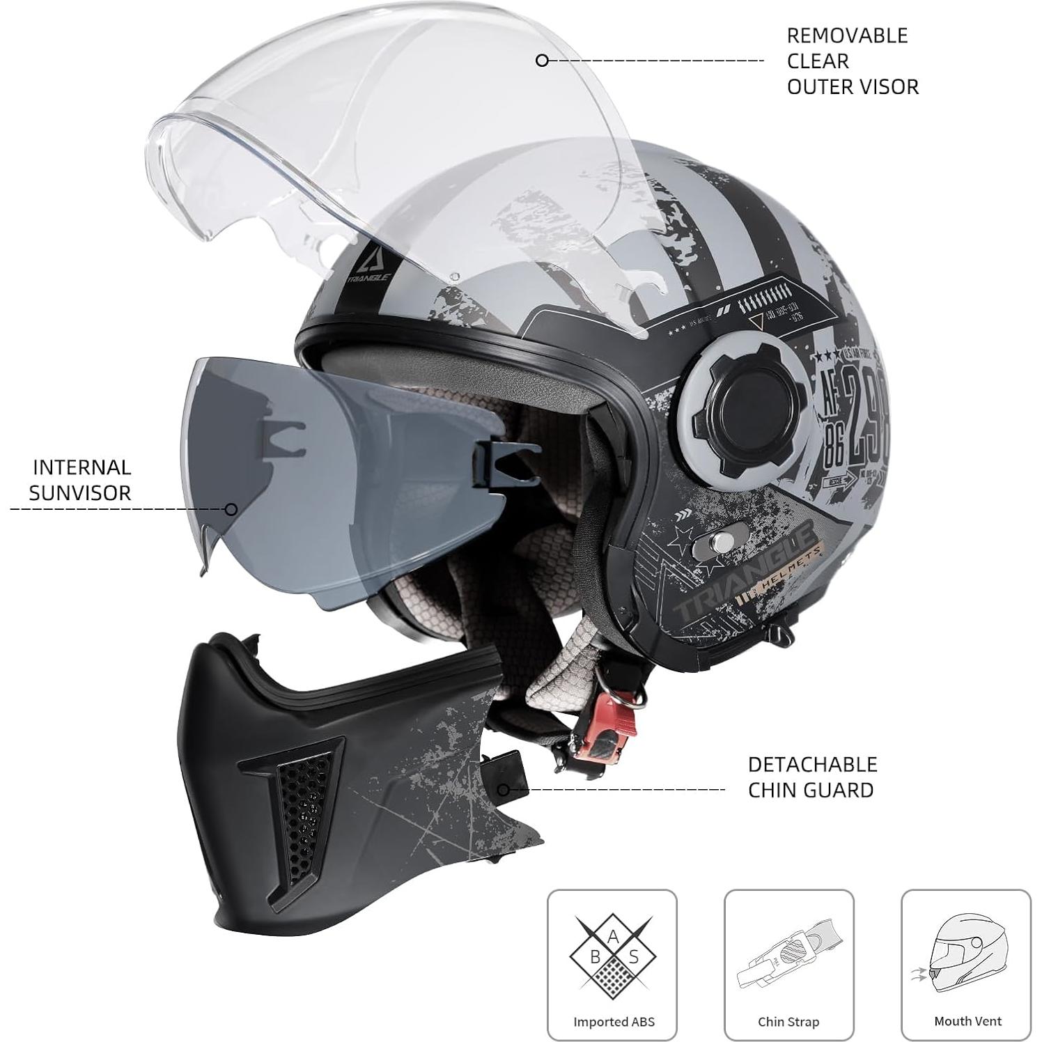 Casco de Motocicleta TRIANGLE OP12A Verde Doble Visor