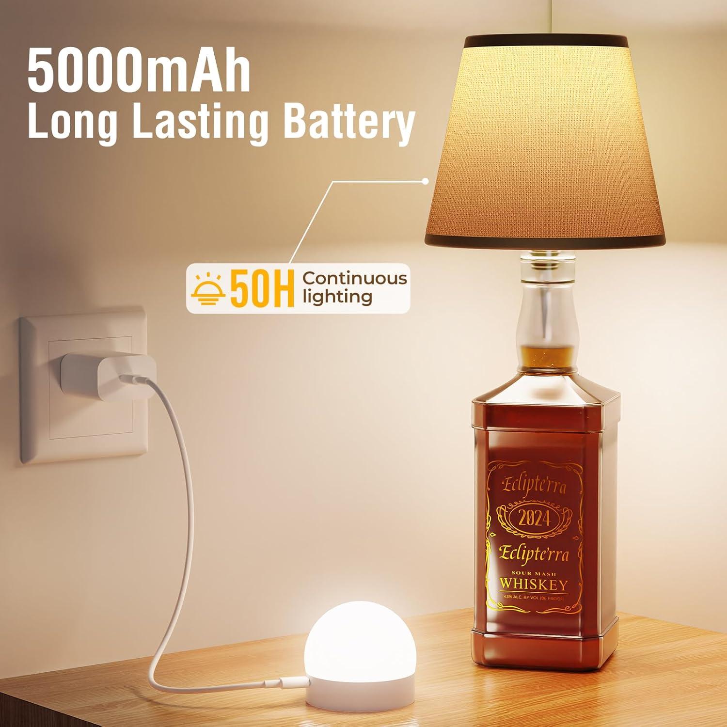 Lámpara de Botella LED Inalámbrica Eclipterra 5000mAh Negra