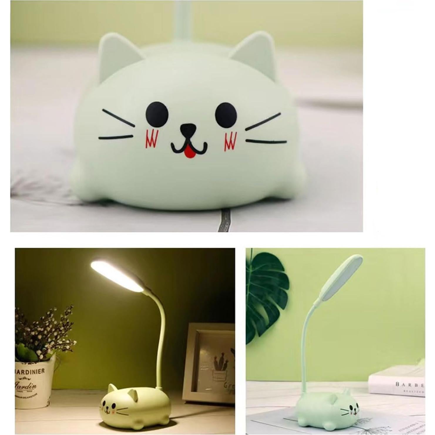 Lámpara de Escritorio LED Genyerl GY-Gato Verde Plegable USB