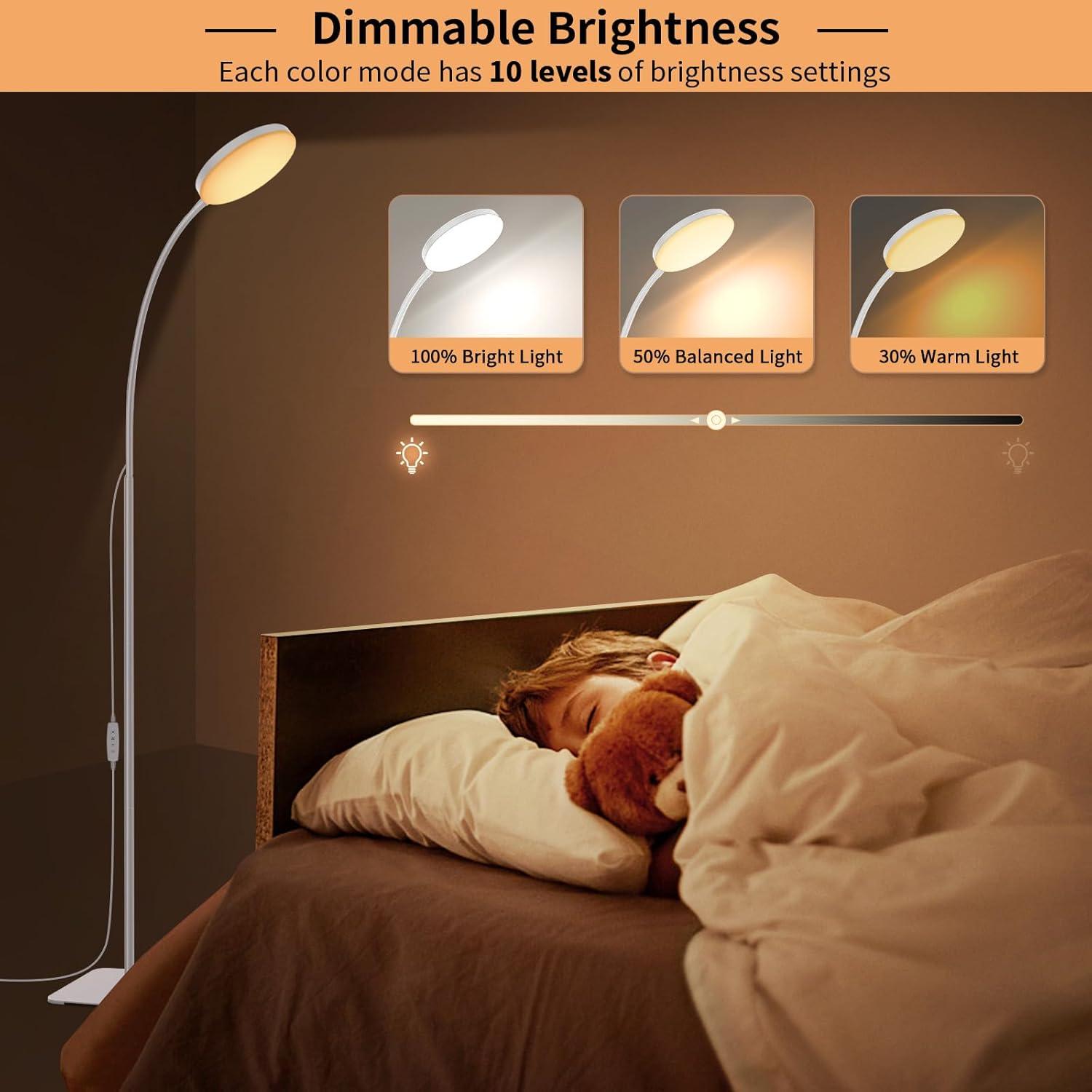 Lámpara de Piso LED Mojimdo 168, 2-en-1 Ajustable USB 10W