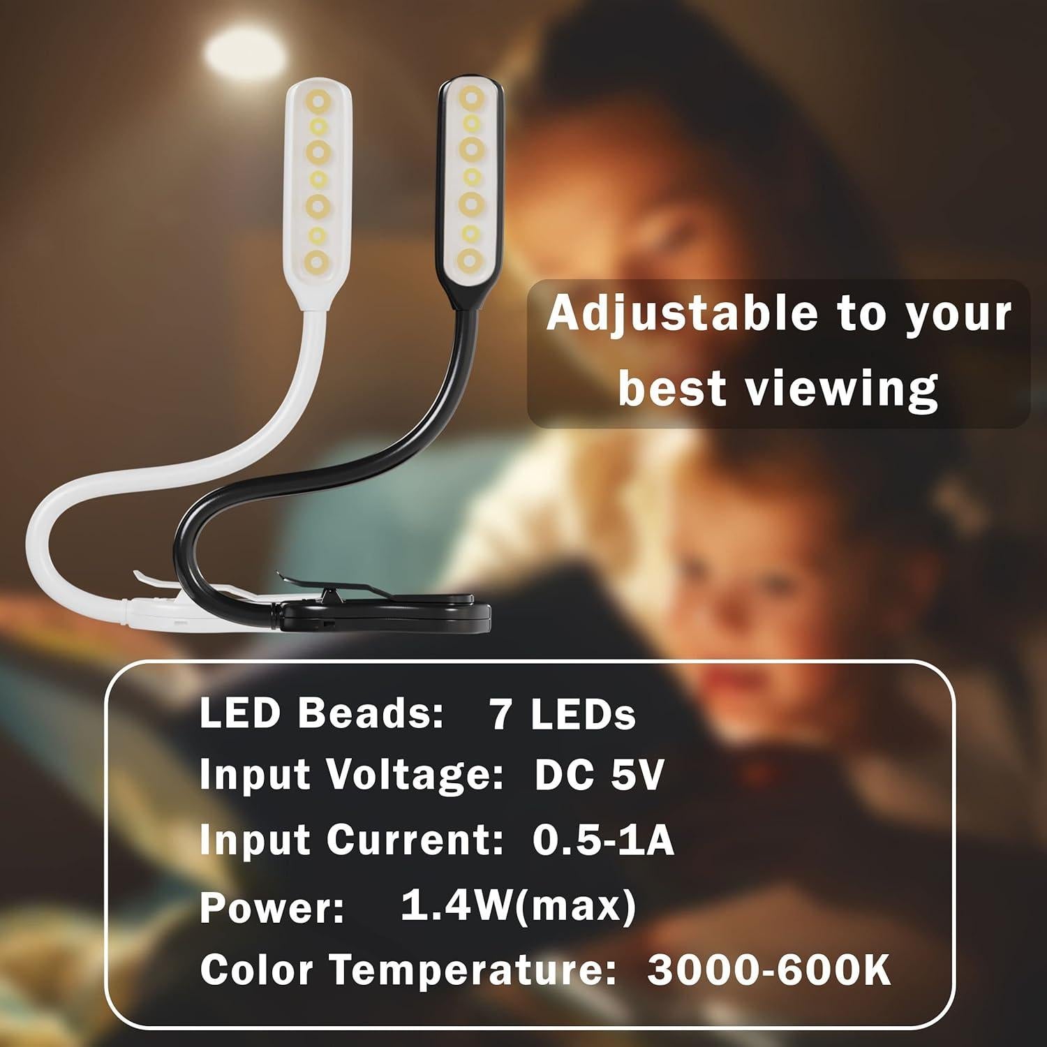 Lámpara de Clip LED BaHoki Essentials - Luz de Lectura 3 Modos