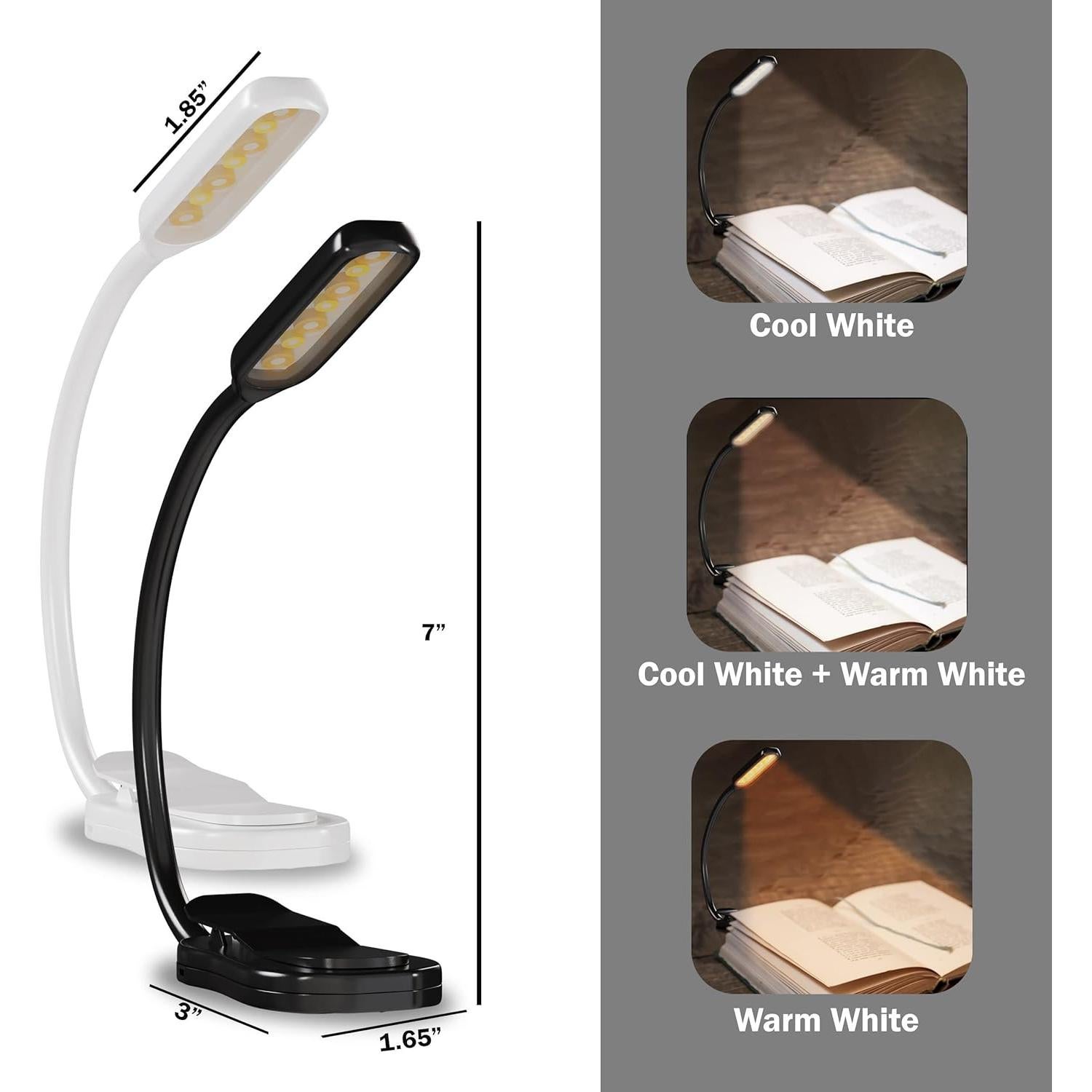 Lámpara de Clip LED BaHoki Essentials - Luz de Lectura 3 Modos