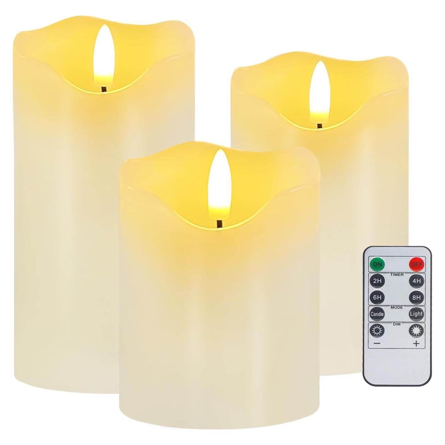 Juego de 3 Velas LED Sin Llama Veki con Control Remoto Marfil