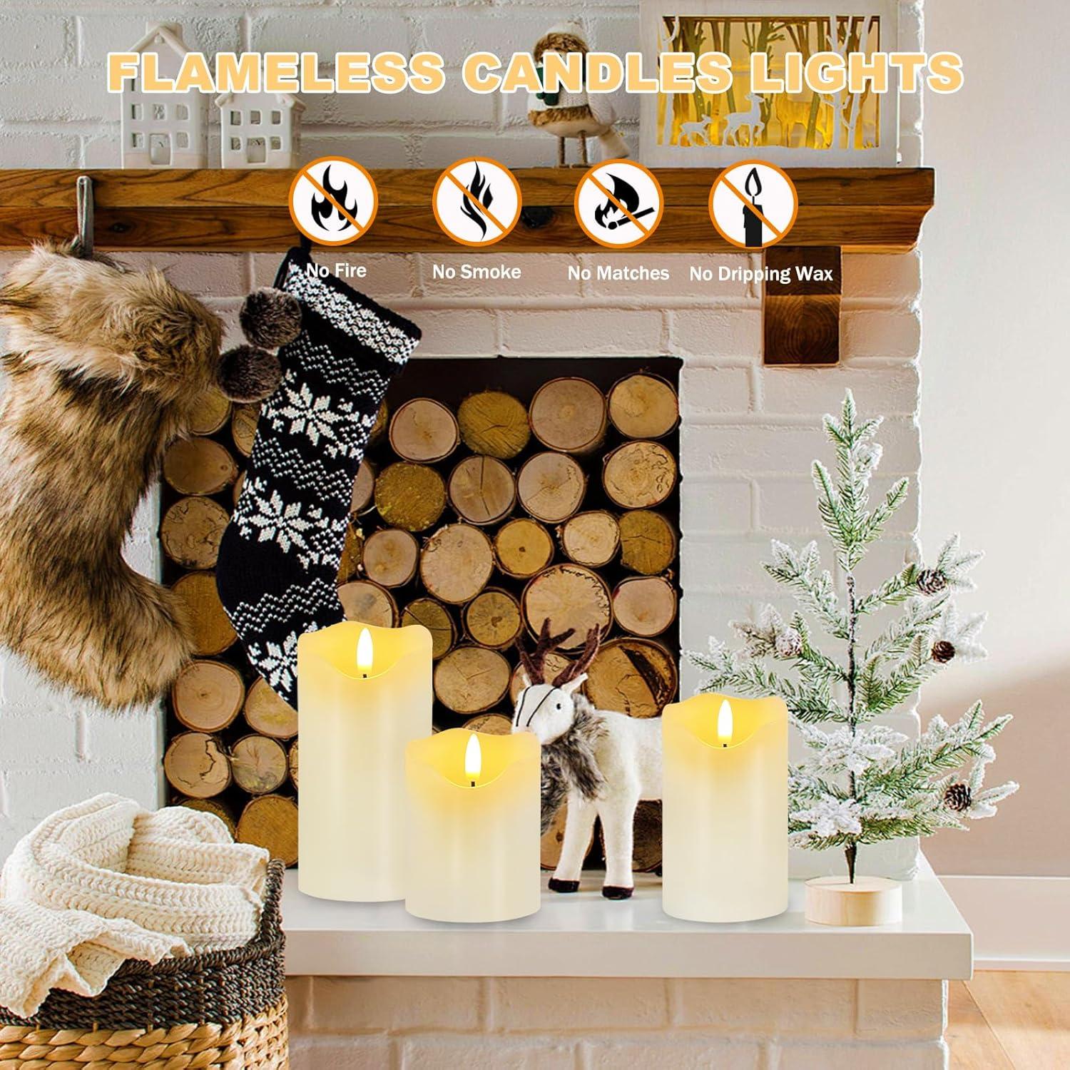 Juego de 3 Velas LED Sin Llama Veki con Control Remoto Marfil