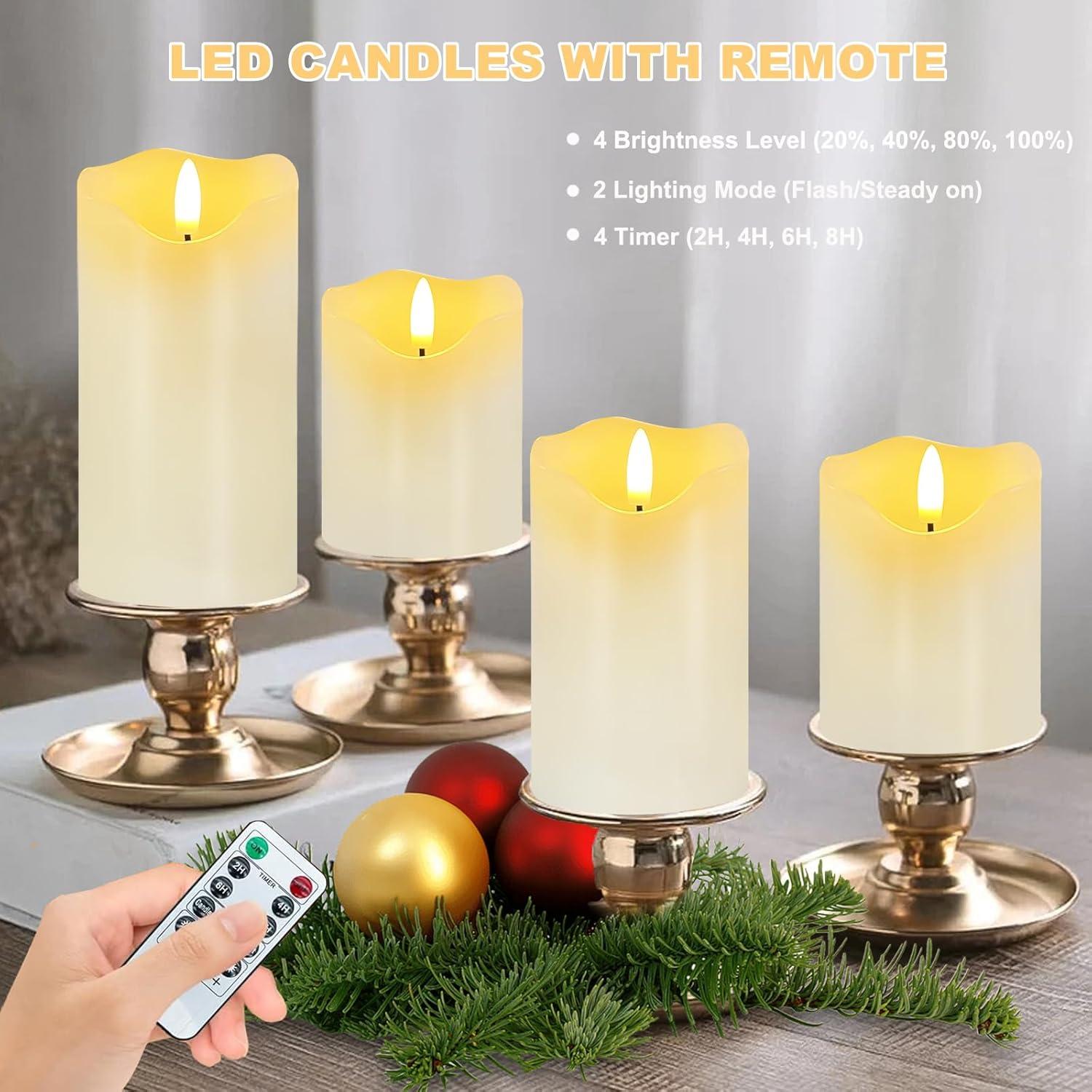 Juego de 3 Velas LED Sin Llama Veki con Control Remoto Marfil