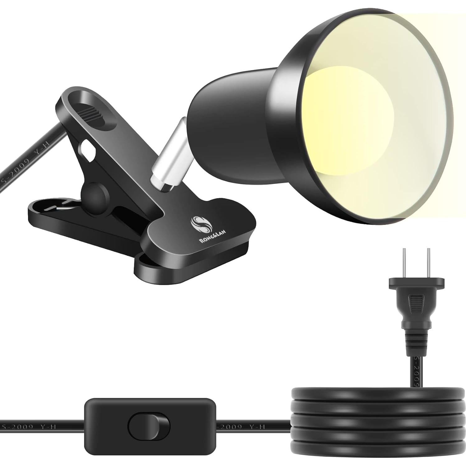Lámpara de Clip LED RONG&LAN SUN-88 Ajustable 360° Negra