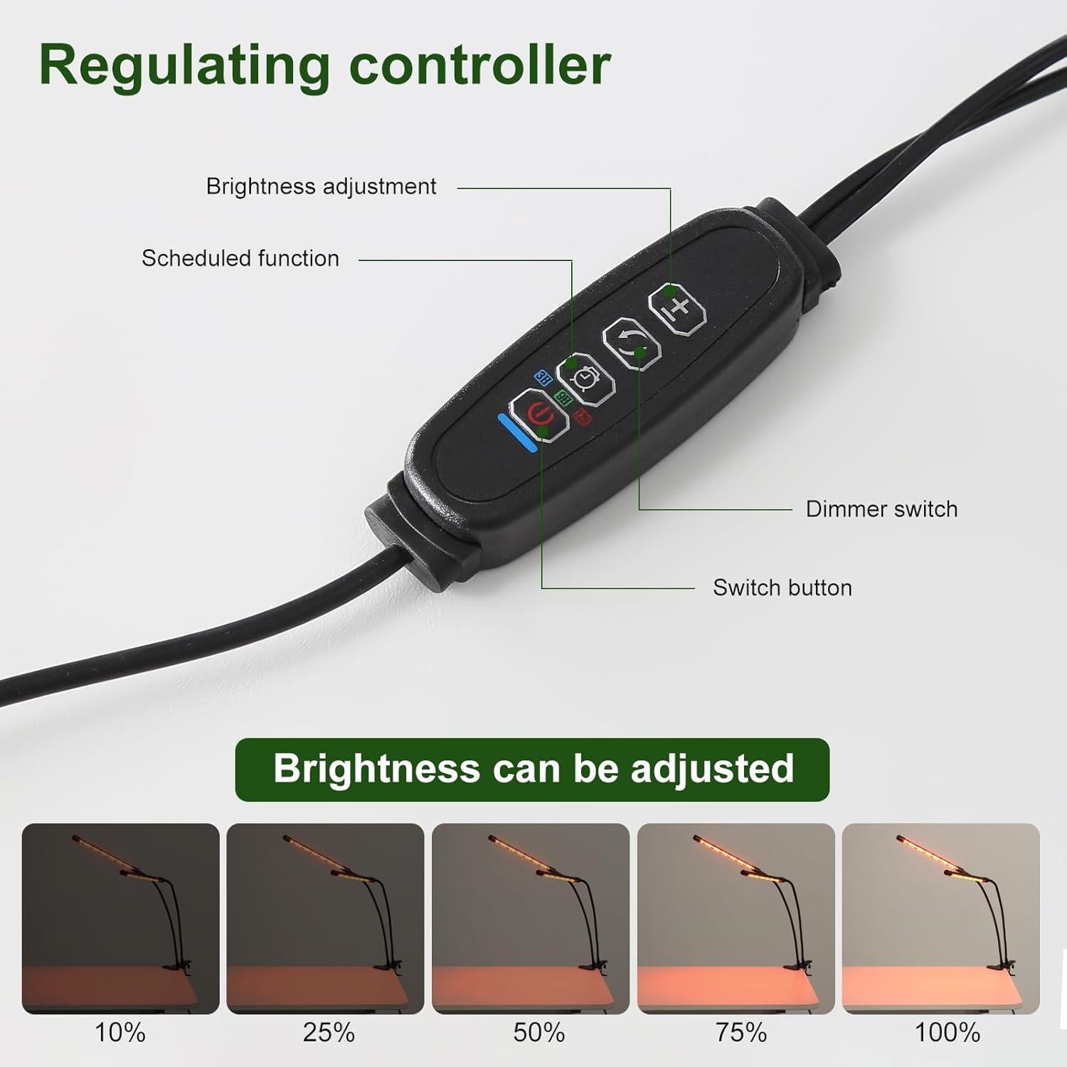 Luz de Cultivo LED BS&S 20W con Temporizador y Dimmable