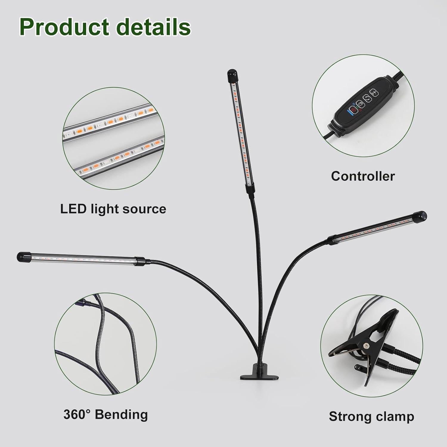 Luz de Cultivo LED BS&S 20W con Temporizador y Dimmable