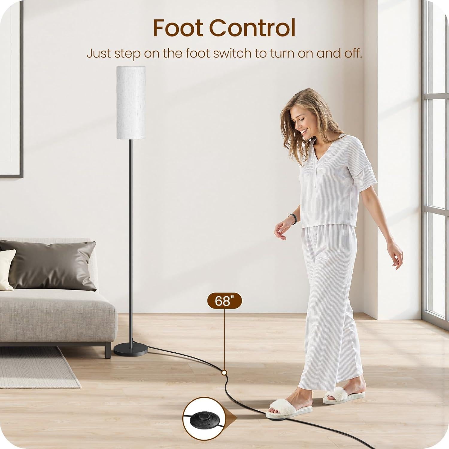 2 Lámparas de Pie Regulables GOEBLESON 66" LED 10W Control Remoto