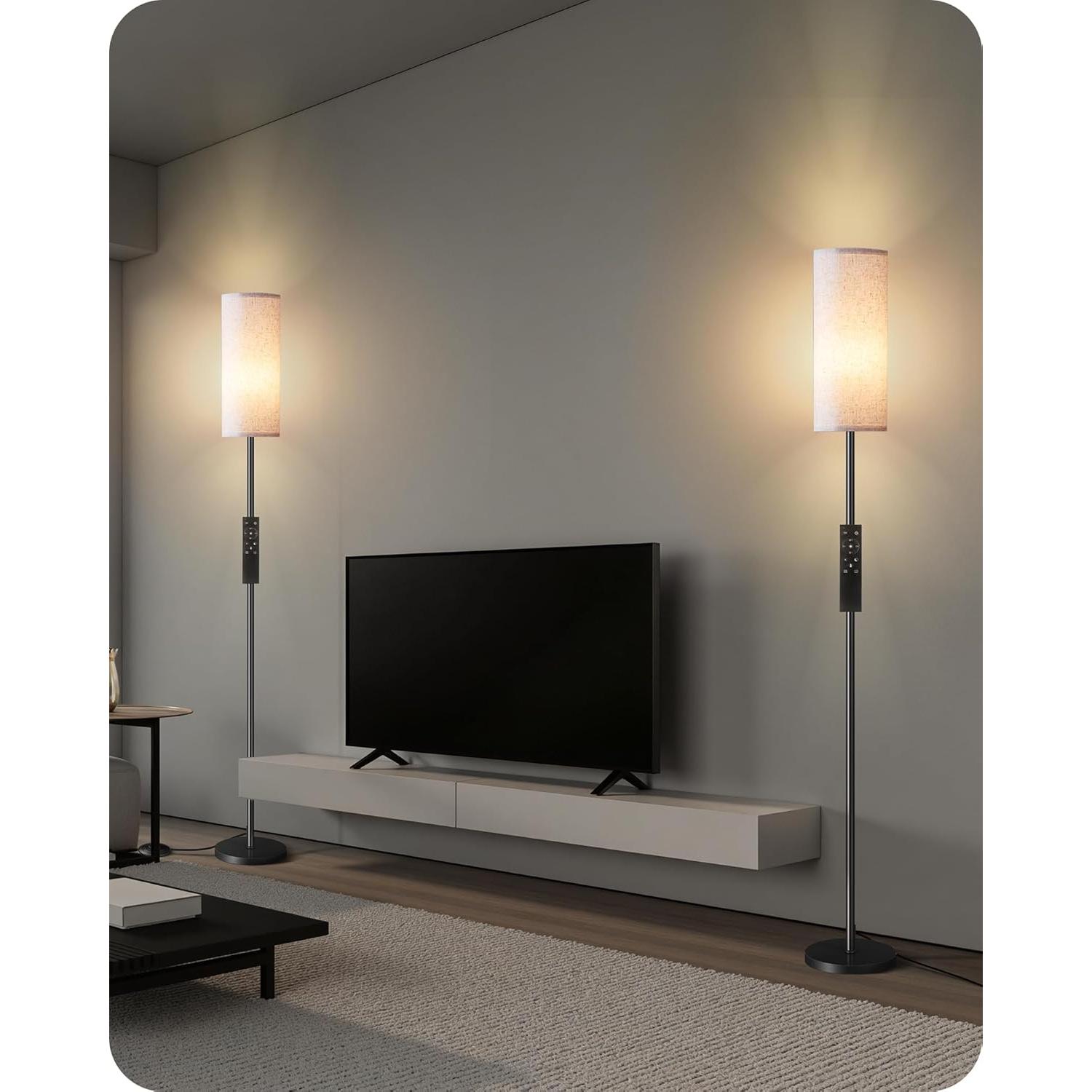 2 Lámparas de Pie Regulables GOEBLESON 66" LED 10W Control Remoto