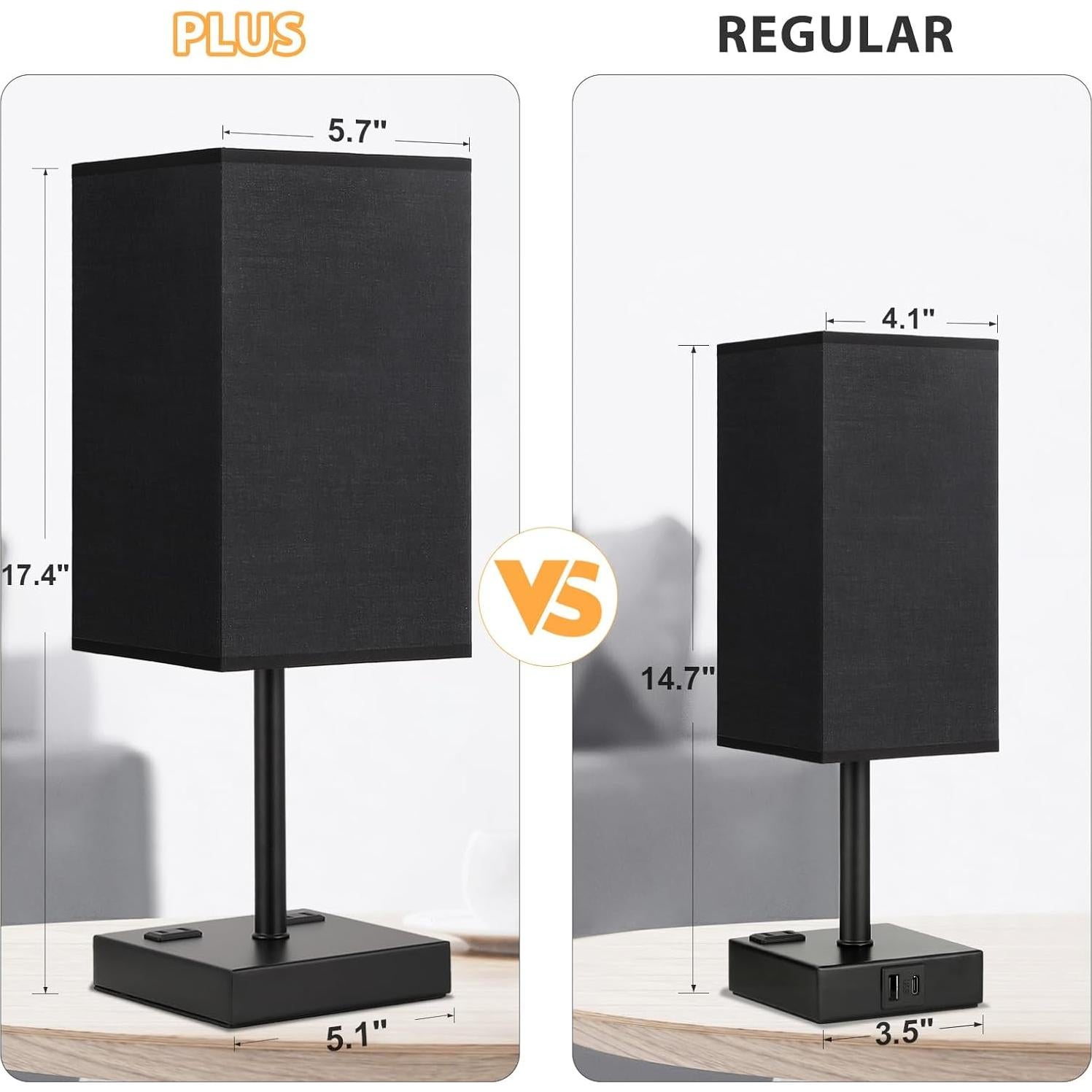 Set de 2 Lámparas de Noche Aooshine Negras 44.2 cm