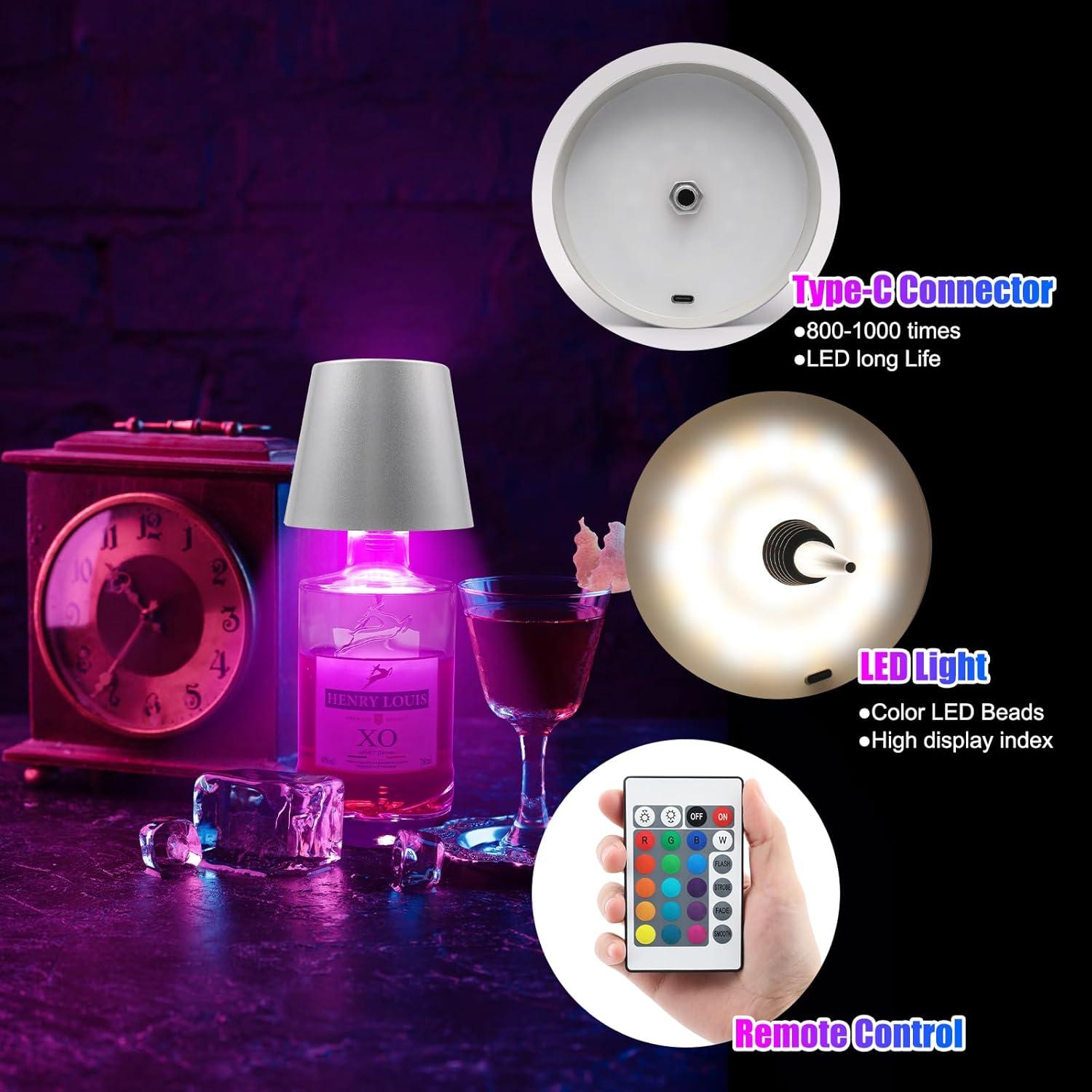 Lámpara de Botella Inalámbrica RGB con Control Remoto 2500mAh