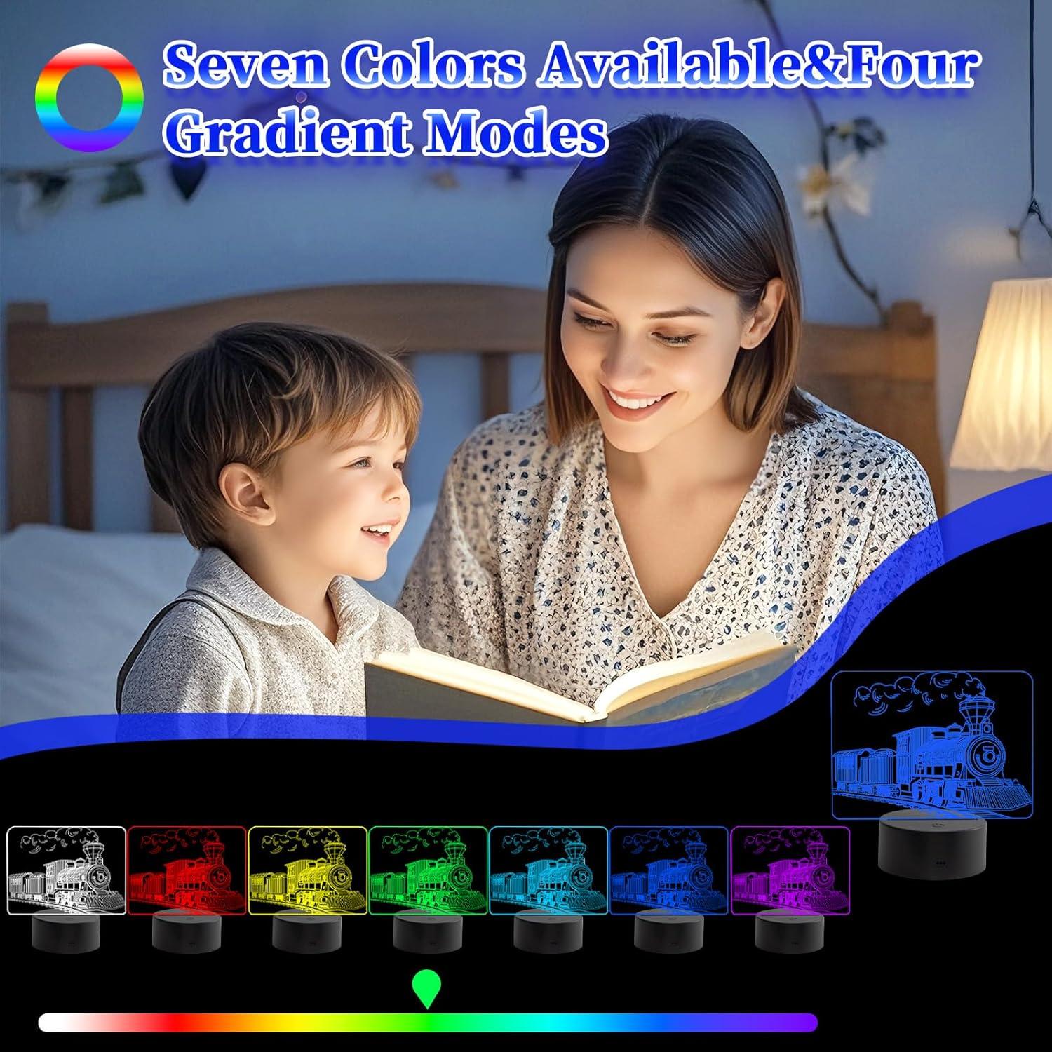 Luz Nocturna 3D Tren de Vapor Oboist con Control Remoto